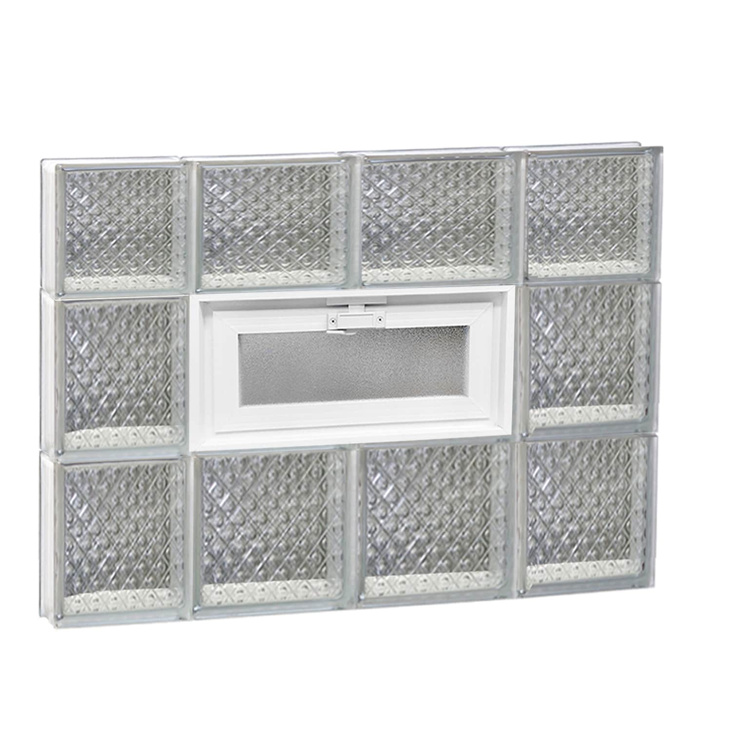 REDI2SET V2822DP Diamond Glass 27-in x 21-1/4-in Frameless Replacement Vented Glass Block Window
