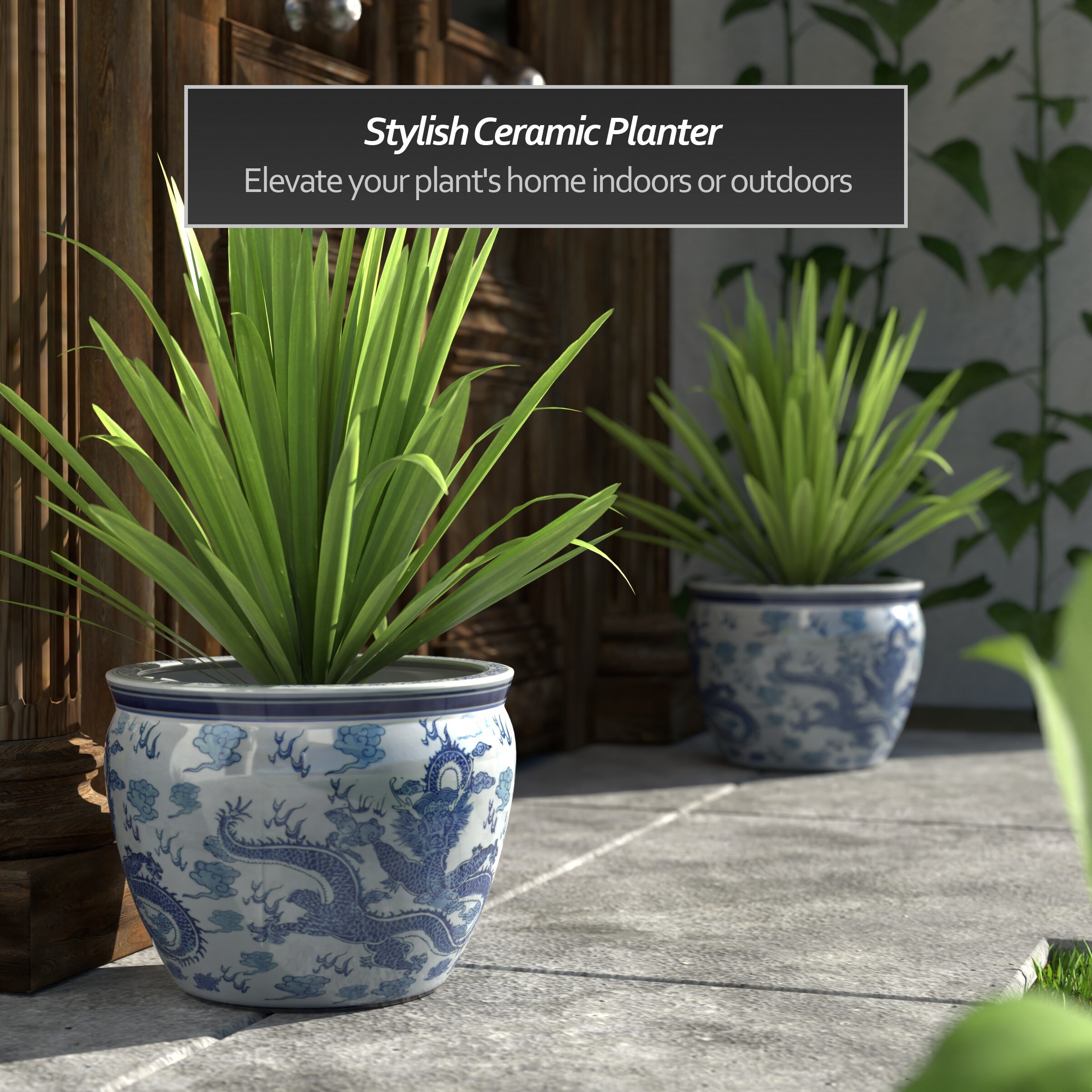 Oriental Furniture BW-14FISH-DRG1 Planter-Window-Box - View #6