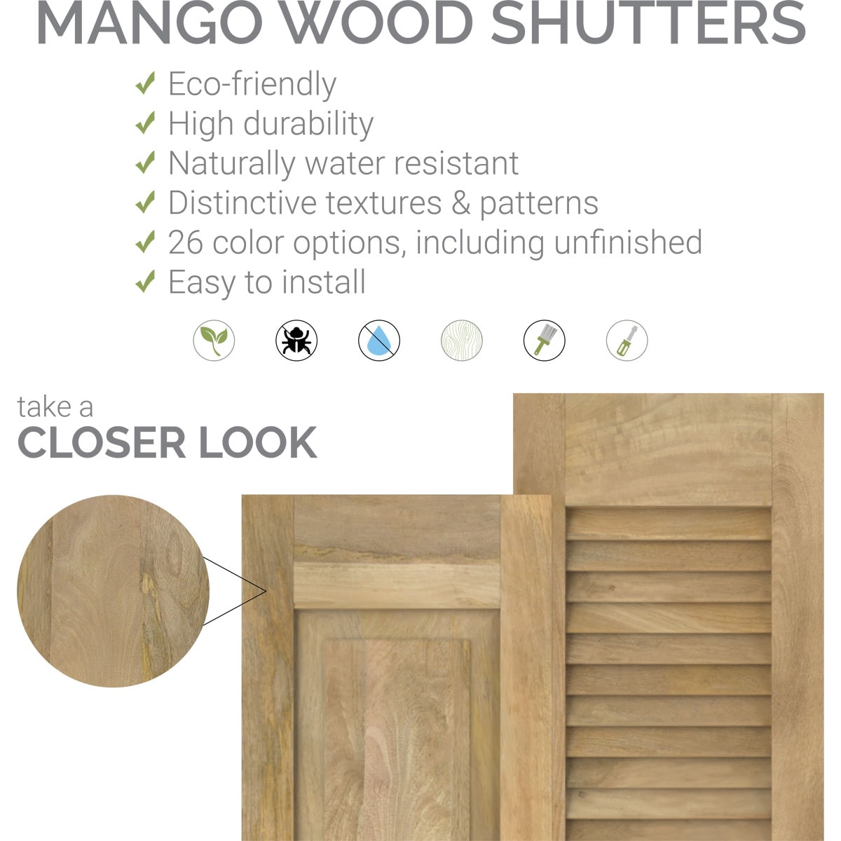 Ekena Millwork ARW102SB415X43SBH Exterior-Shutters - View #10