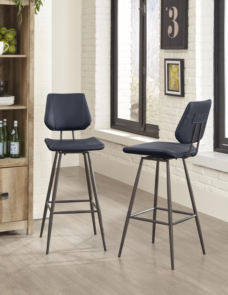 Modus Furniture 9LE868V Crossroads bar stools Set of 2 Cobalt 30-in H Bar height Upholstered Swivel Metal Bar Stool