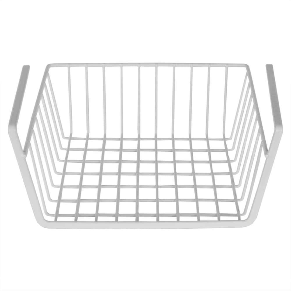 Home Basics LOW57528 12-Inches W x 5.5-Inches H x 10-Inches D Over-the-shelf White Metal Under-shelf basket