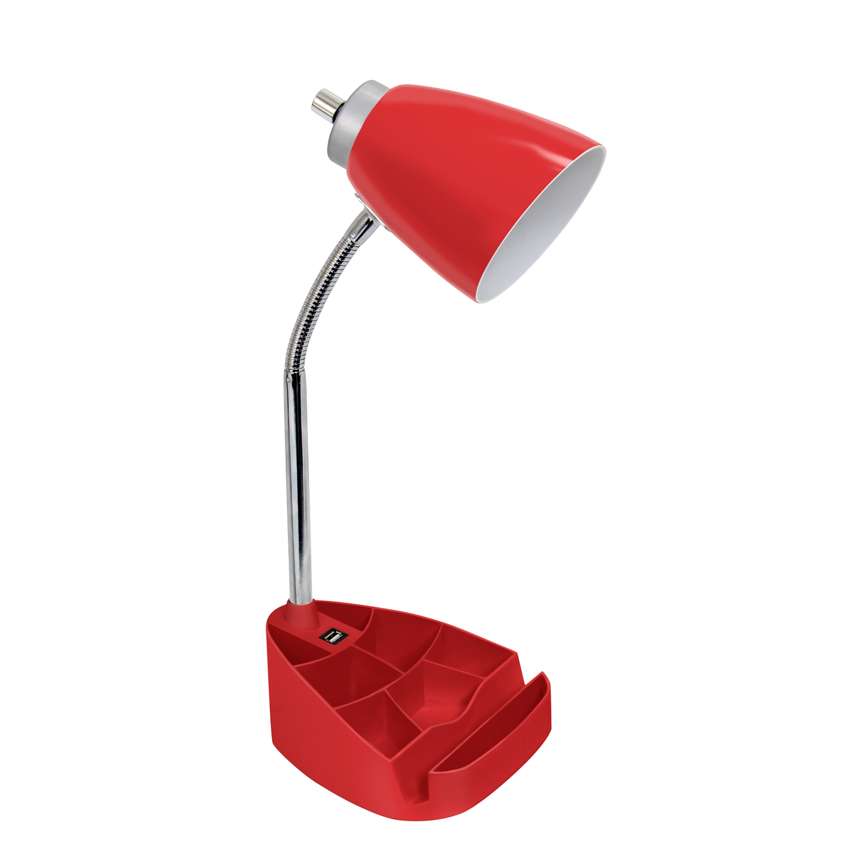 Creekwood Home CWD-1004-RE Sleek Essentials 18.5-in Red Rotary switch Standard Desk Lamp with Plastic Shade
