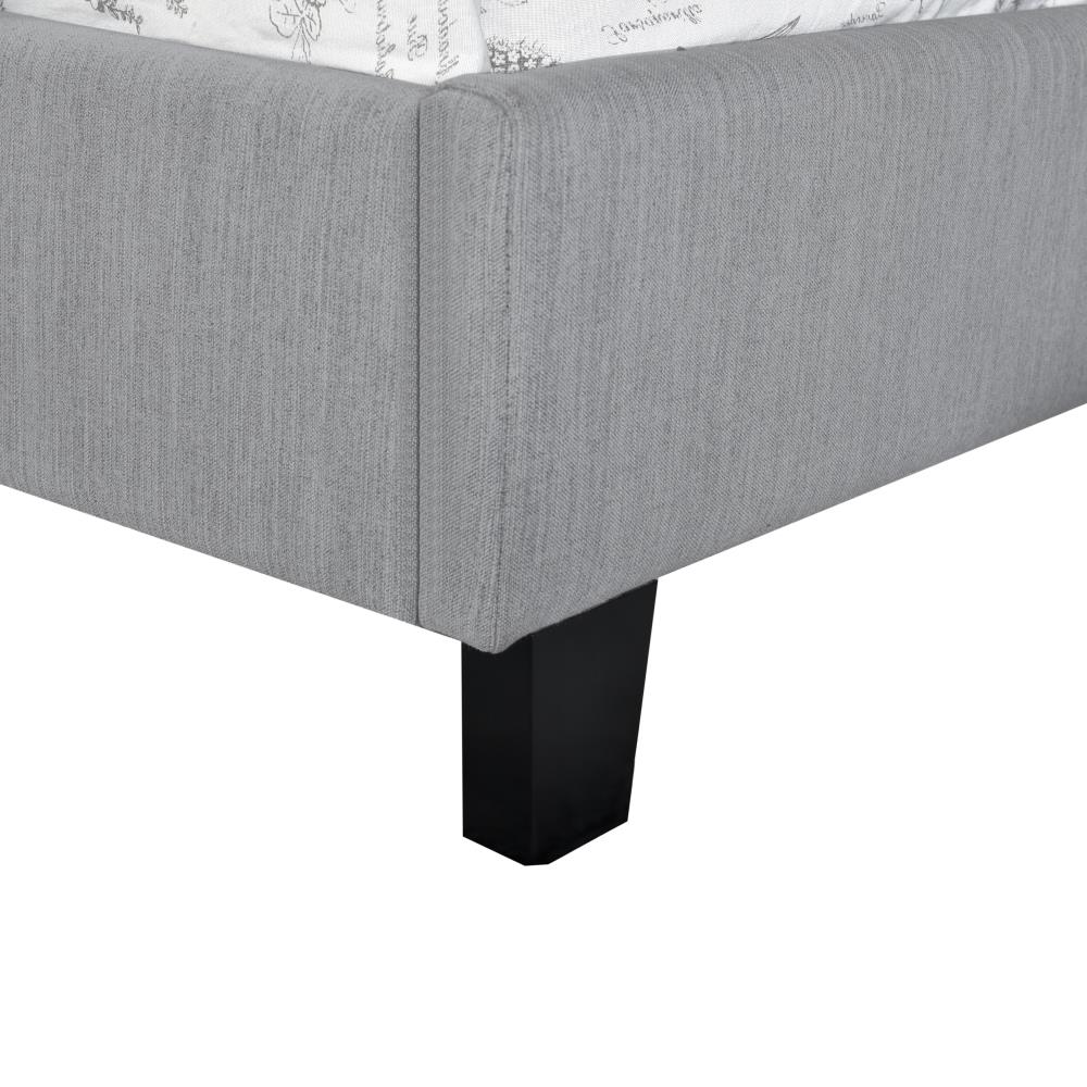 Accentrics Home Gray Upholstered Twin Bed with Shaped Silhouette ...