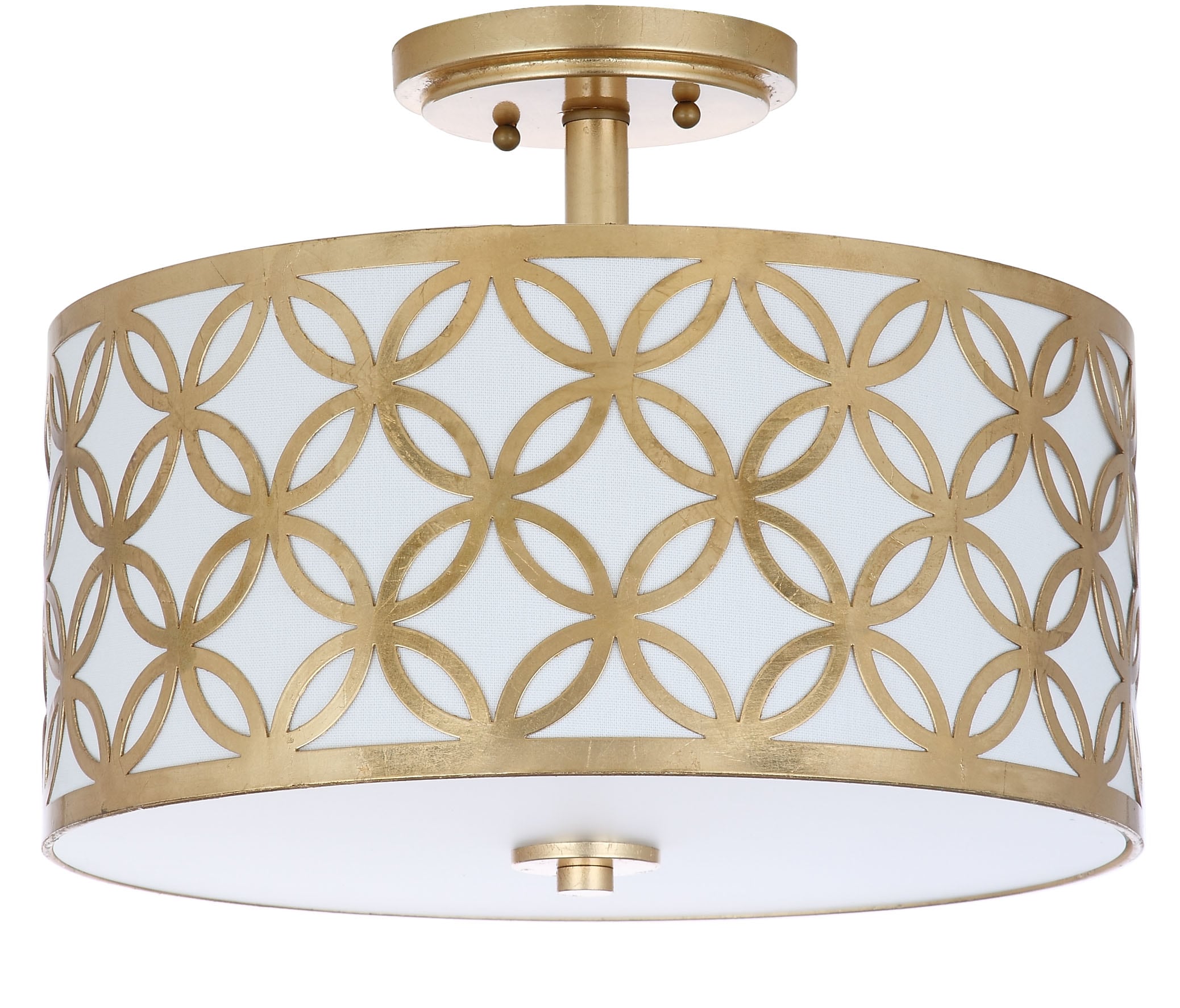 Contemporary Gold Geometric 15" Drum Flush Mount Ceiling Lamp