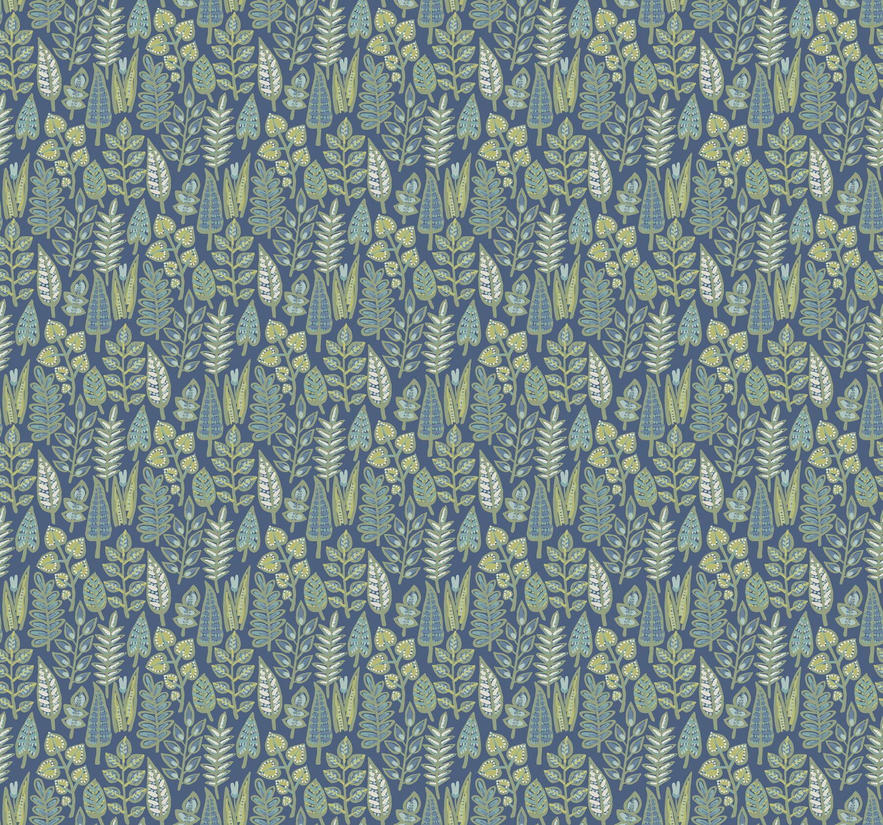 York Wallcoverings SP1413 Navy Leaf Life Wallpaper