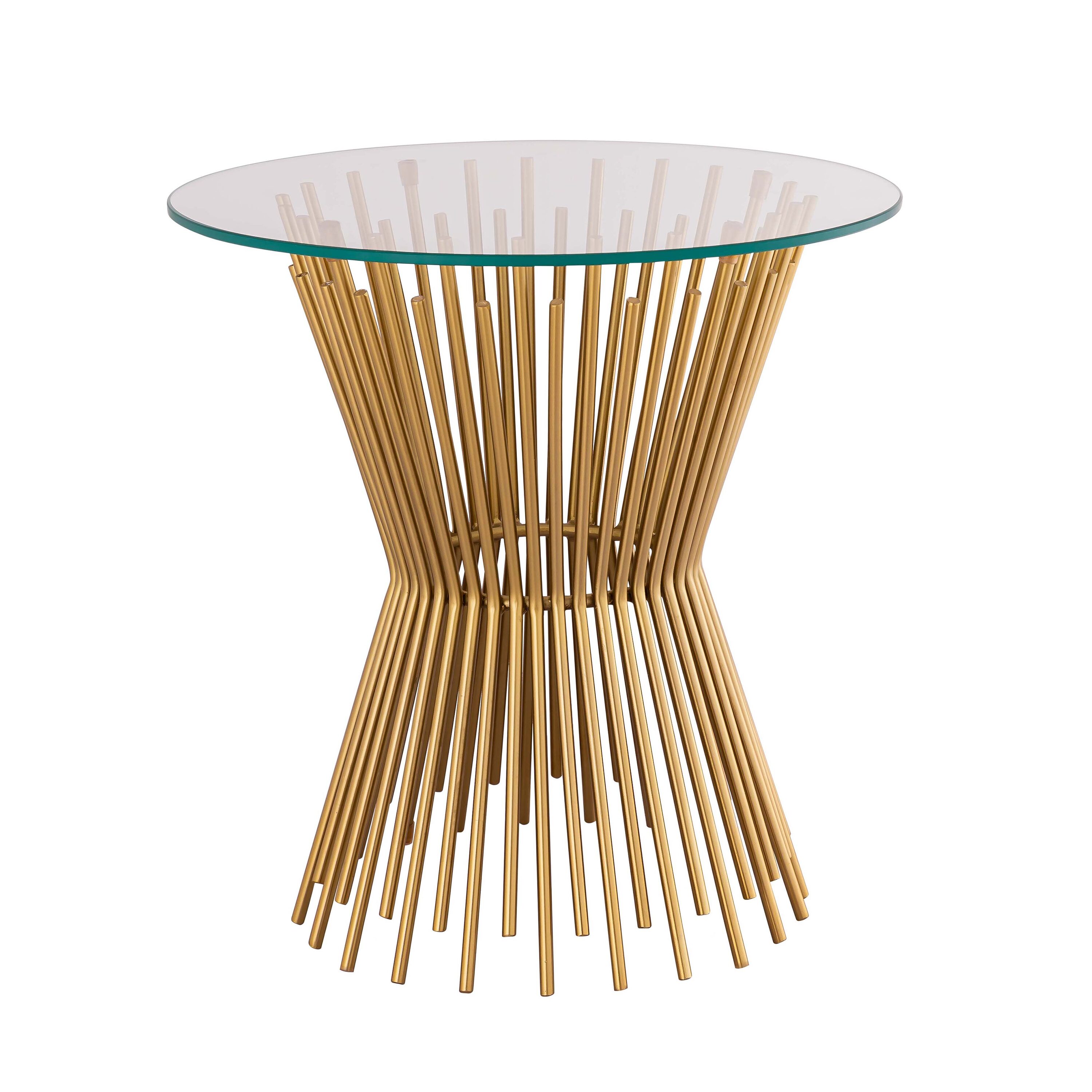 TOV Furniture TOV-OC18316 Grace-Side Table 20-Inches W x 20-Inches H Gold Metal Round Modern End Table Assembly Required