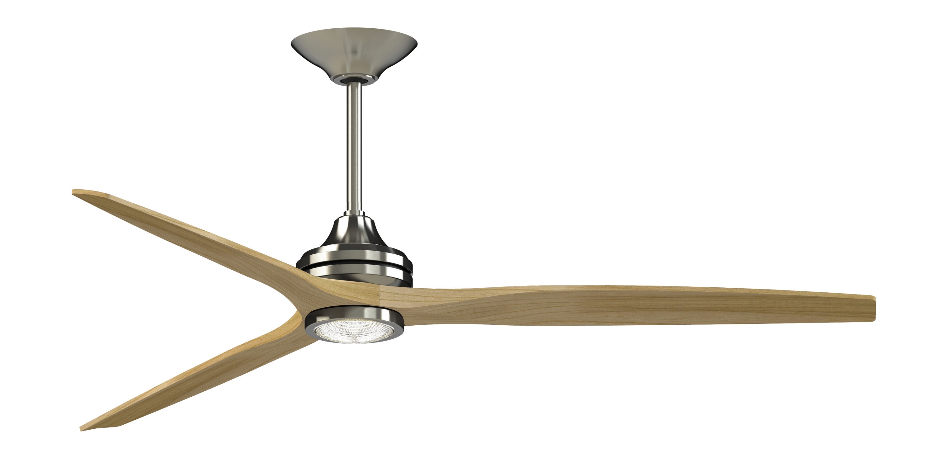 Fanimation FPD6721BBN-72N-LK Spitfire 72-in Color-Changing Integrated LED Outdoor Smart Brushed Nickel with Natural Blades Propeller Ceiling Fan With Light - Remote Included ( 3 -Blade )