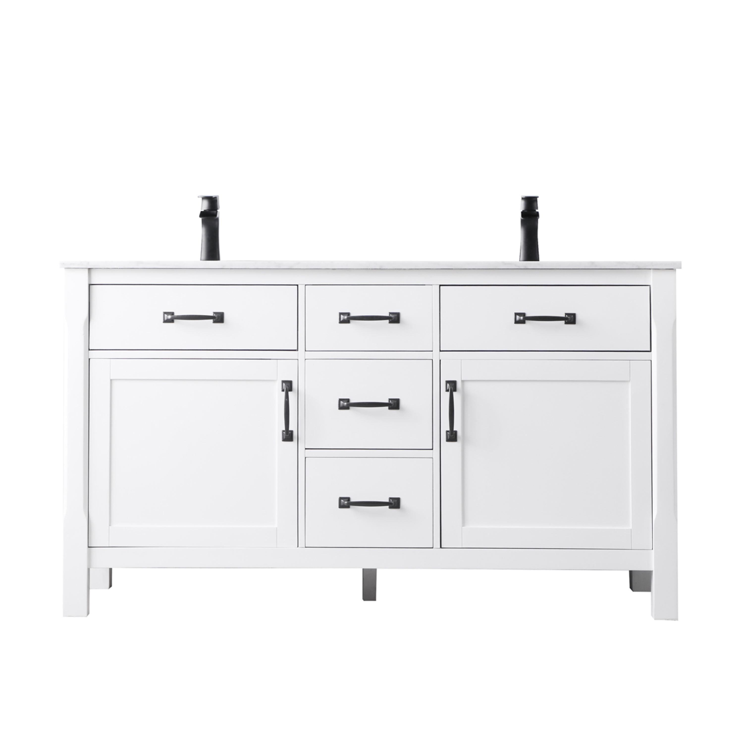 Altair 535060-WH-CA-NM Maribella 60-in White Undermount Double Sink Bathroom Vanity with Carrara White Marble Top