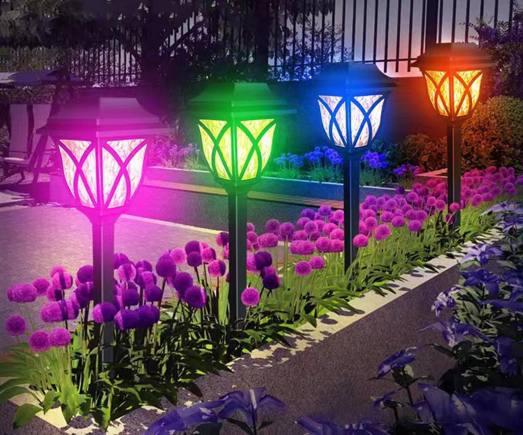 SOWAZ SOWAZ Solar Outdoor LED Multicolor Changing Waterproof Garden Decor Path  Light, 6Pack in the Path Lights department at