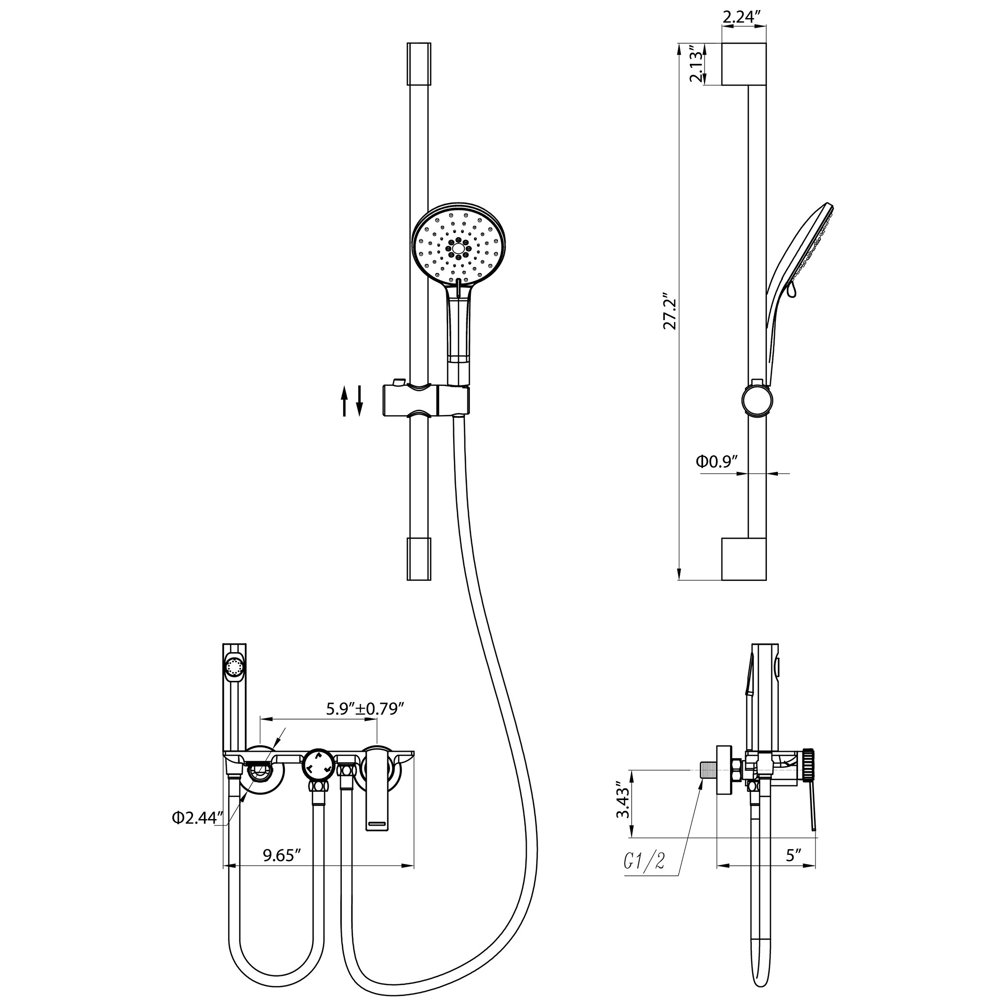 Clihome CHMS-MB-A3794 Showerhead-Bar-Panels - View #2