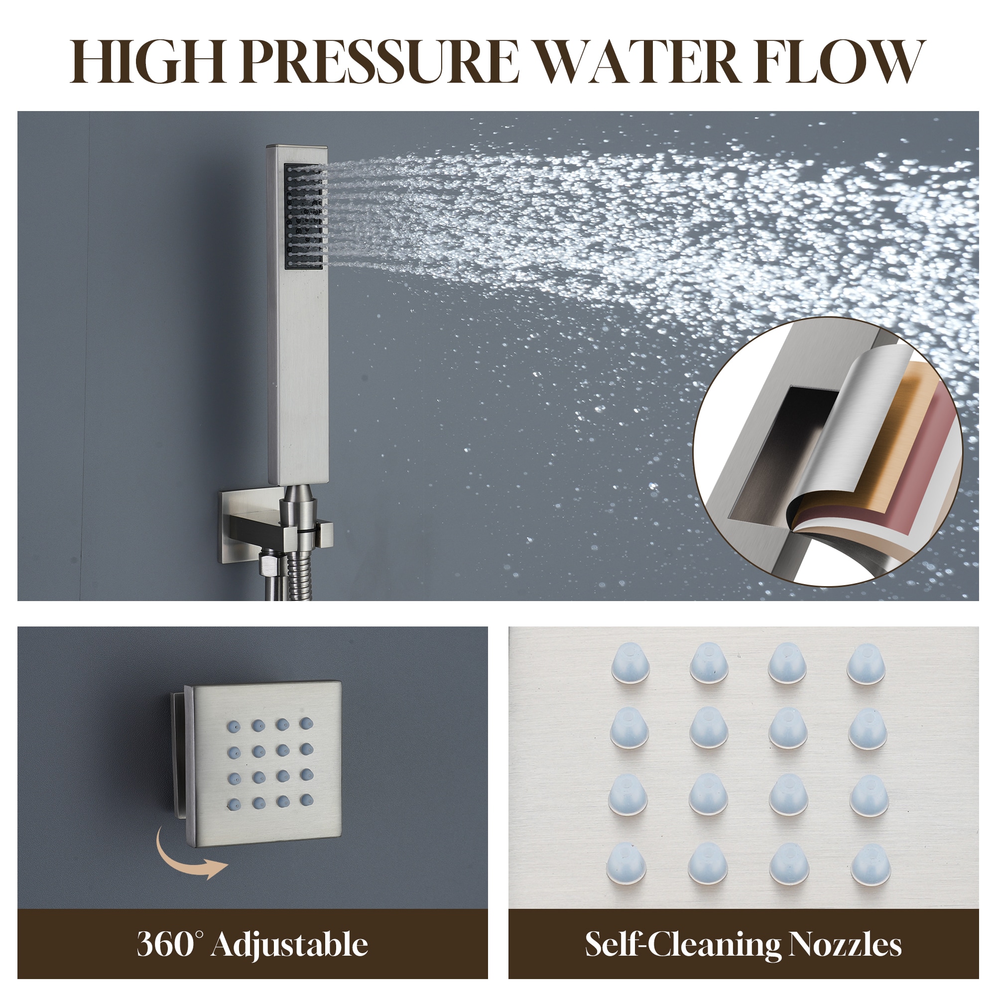 CASAINC CS6077-BN Showerhead-Bar-Panels - View #4