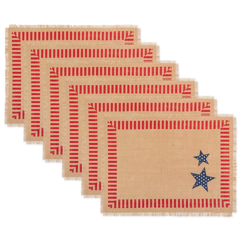 DII CAMZ11157 6 -Pack Fourth of July Wicker Rectangle Placemats