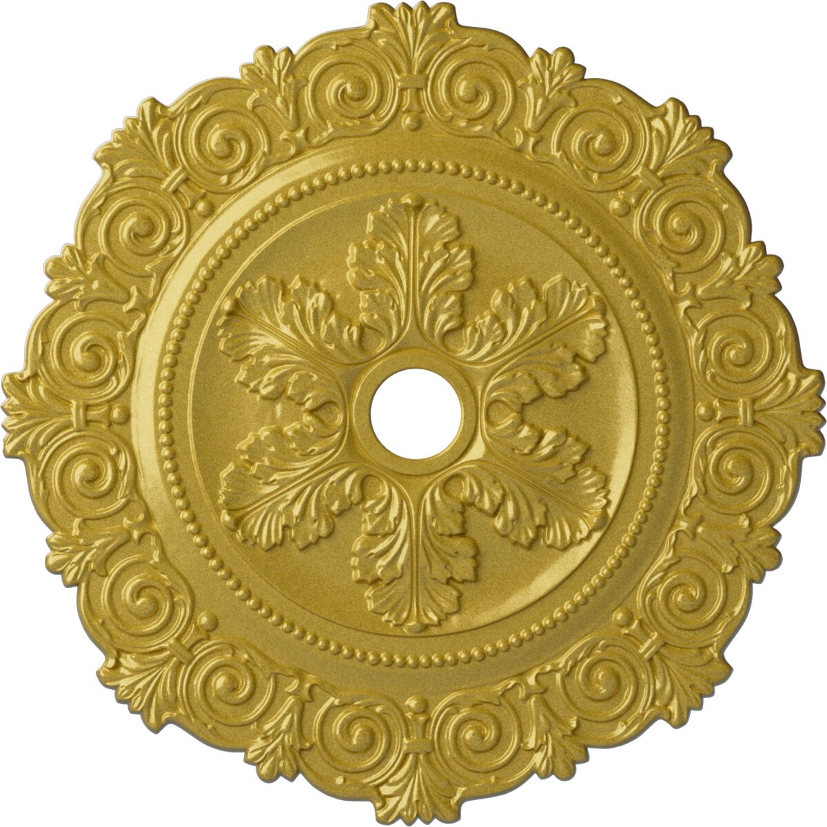 Ekena Millwork CM33SCRGS Scroll 33.25-in W x 33.25-in L Painted Rich Gold Polyurethane Whole Ceiling Medallion