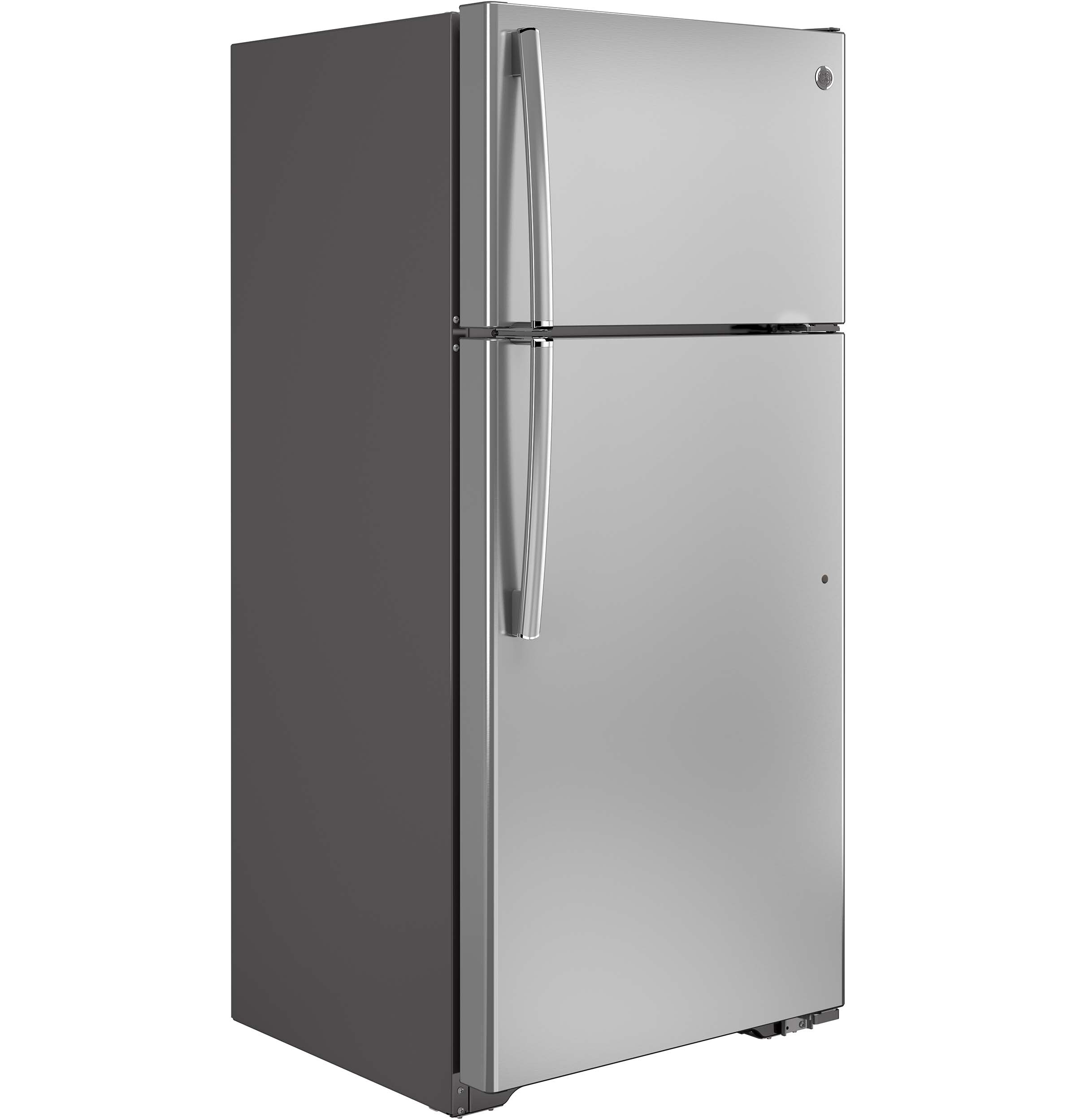 GE 15.5-cu ft Top-Freezer Refrigerator with Ice Maker (Stainless Steel ...