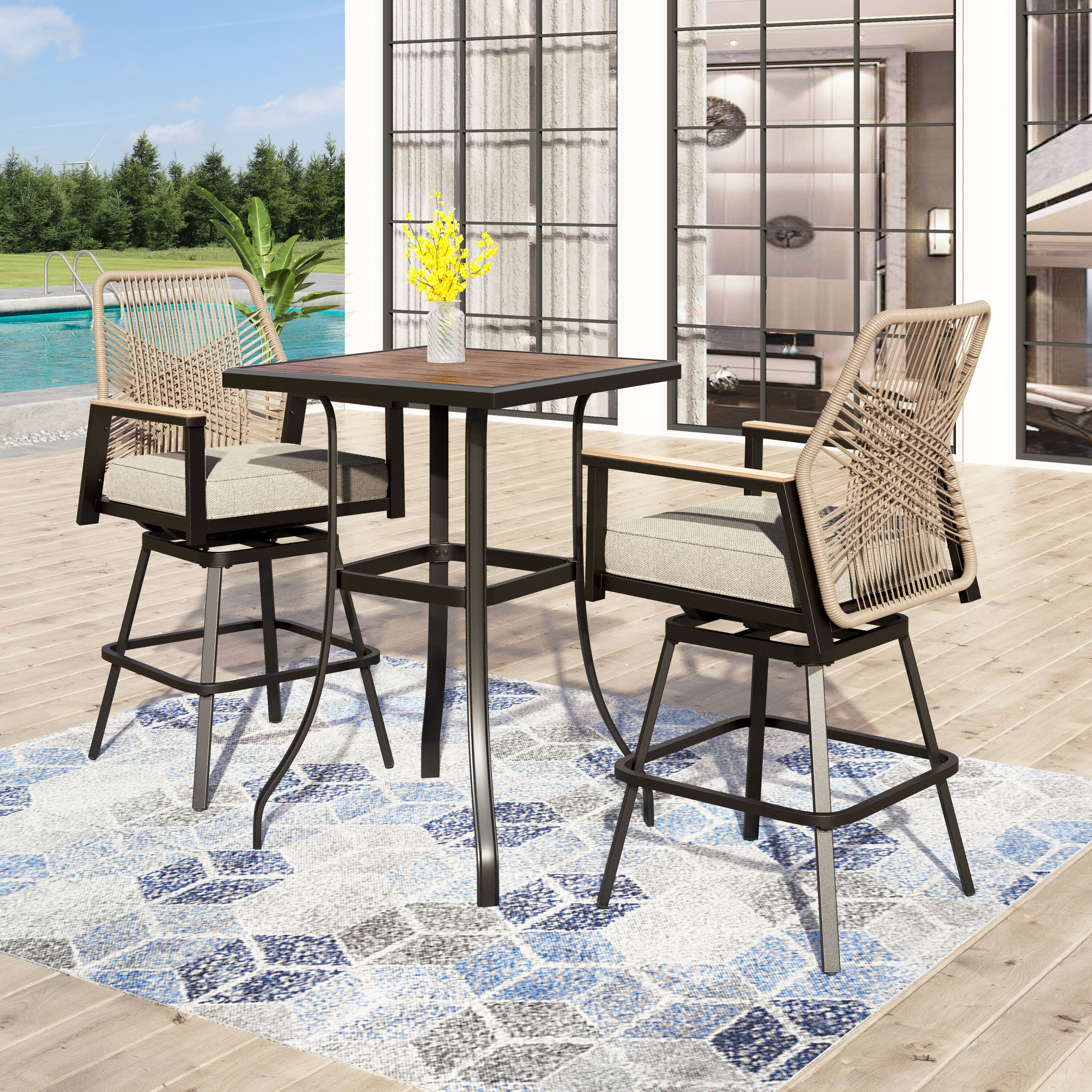 Outdoor Bar Height Bistro Set Patio Dining Sets at