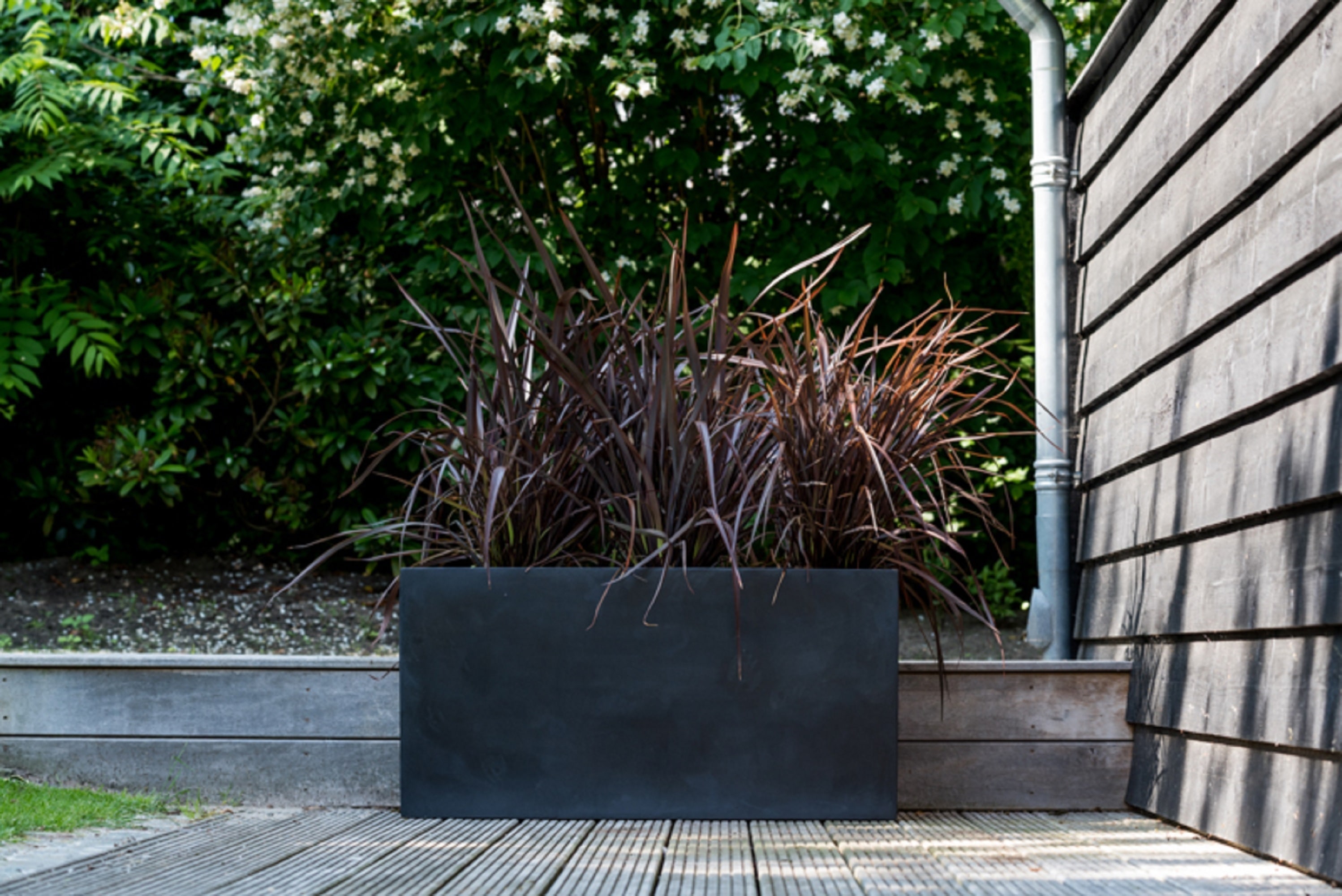 Jort 32" Black Fiberstone Indoor/Outdoor Rectangular Planter