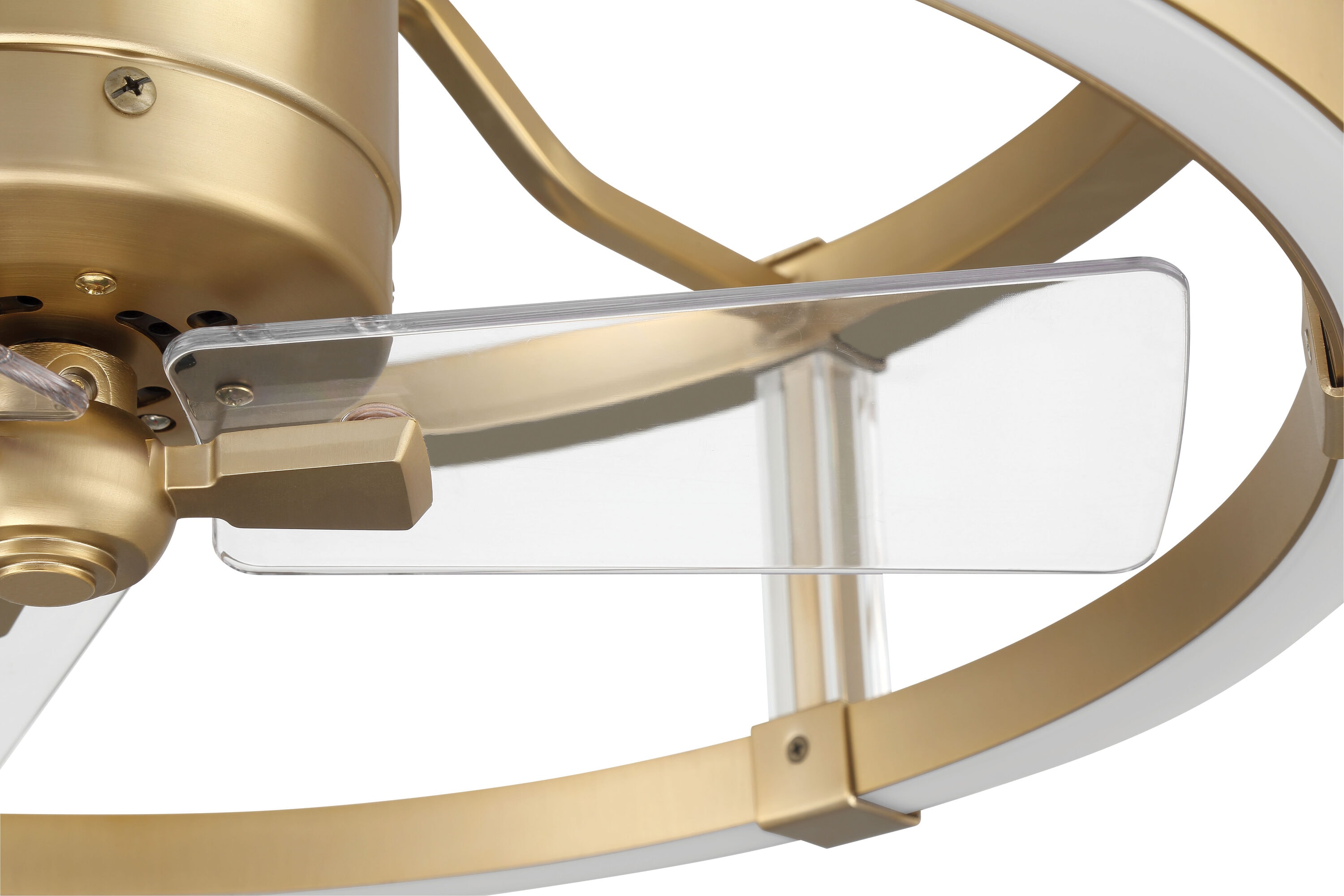 Alexis 18" Satin Brass Ceiling Fan with Clear Acrylic Blades and LED Light