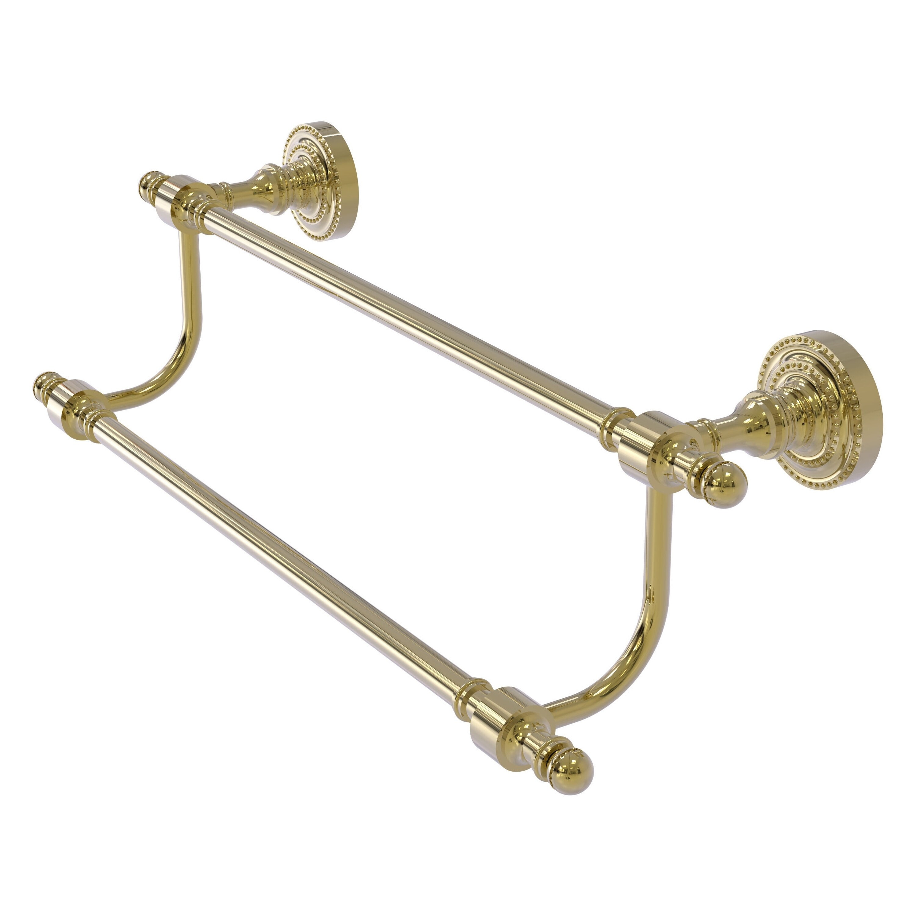 Allied Brass RD-72/30-UNL Retro Dot 30-in double Unlacquered Brass Wall mount Double Towel Bar