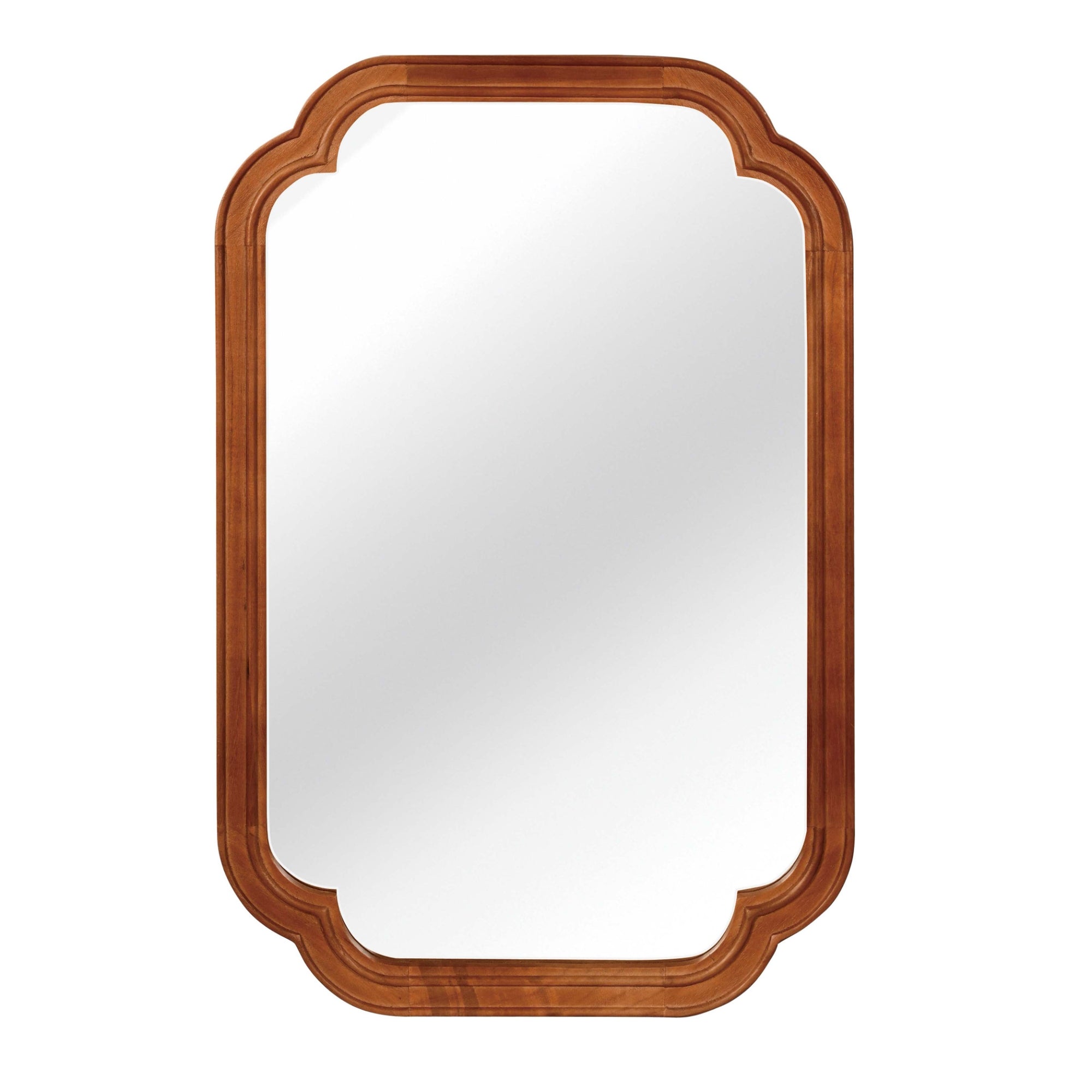 Vanityfus -  36-in W 24-in H Oval Natural Wood Framed Beveled Bathroom Vanity Mirror Wall Mirror