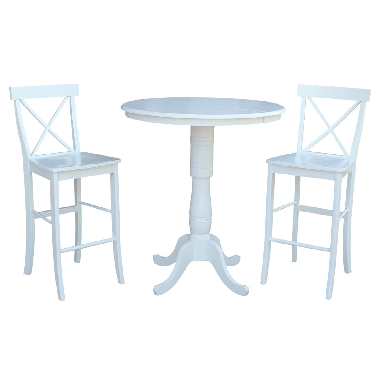 International Concepts K08-36RXT-S6133 White Traditional Dining Room Set with Round Table ( Seats 2 )