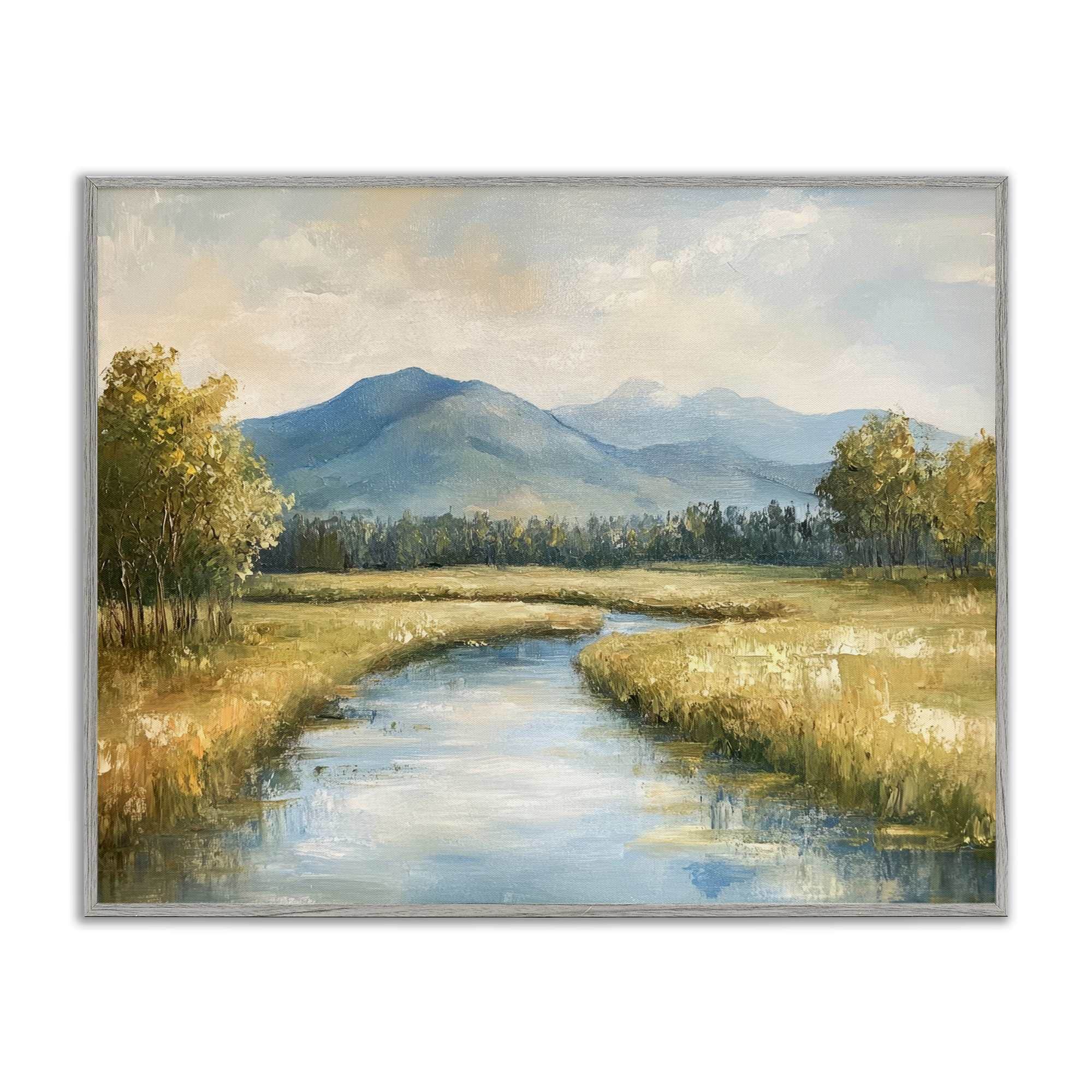 Stupell Industries BT-824-GFF-11X14 River Bend with Tall Grass Gray Framed Giclee Art By Petal Prints Design 14 x 11