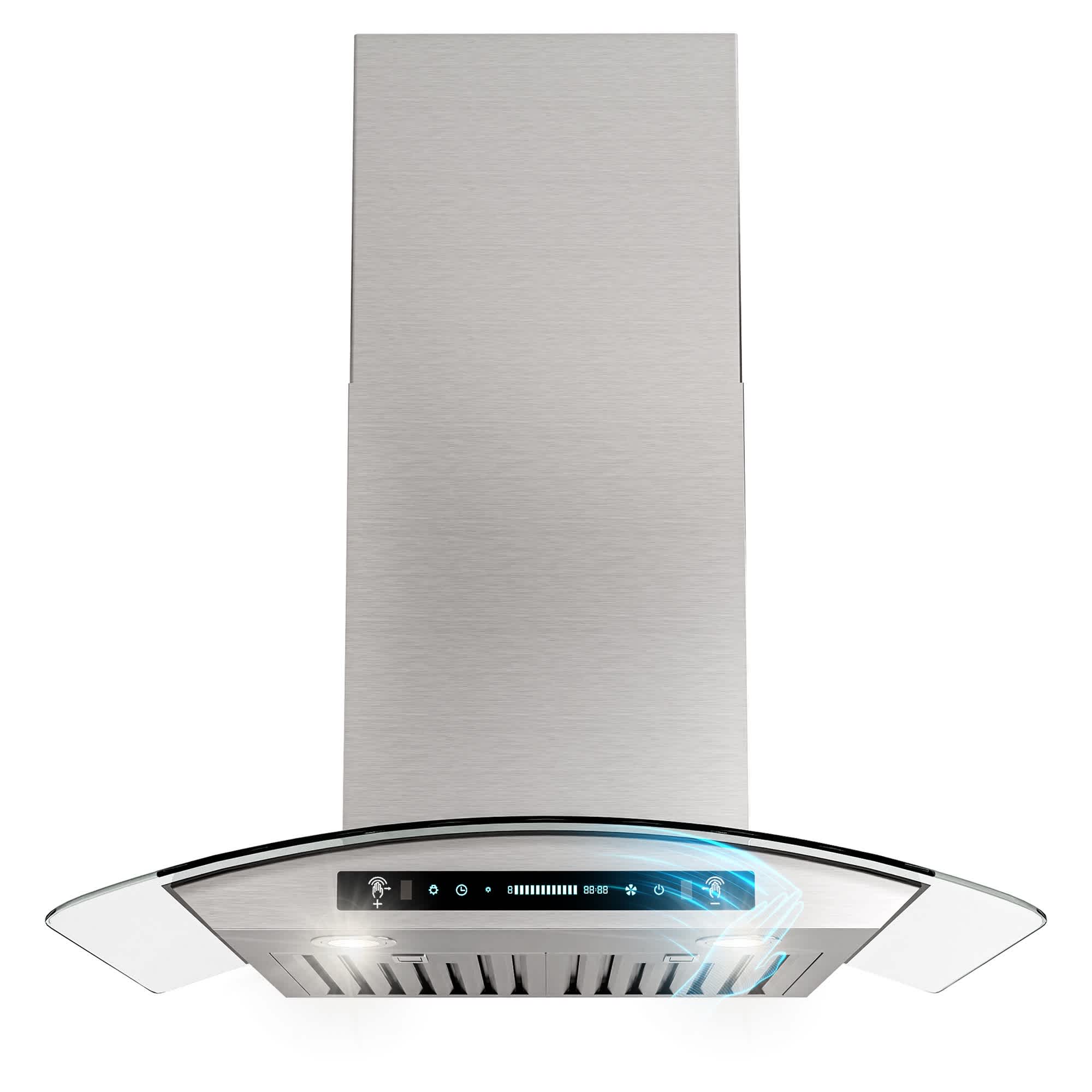 DIVAN DHP03-30-GC  30in Ducted 900 CFM Tempered Glass Wall Mount Range Hood with 4-Speed Gesture Control