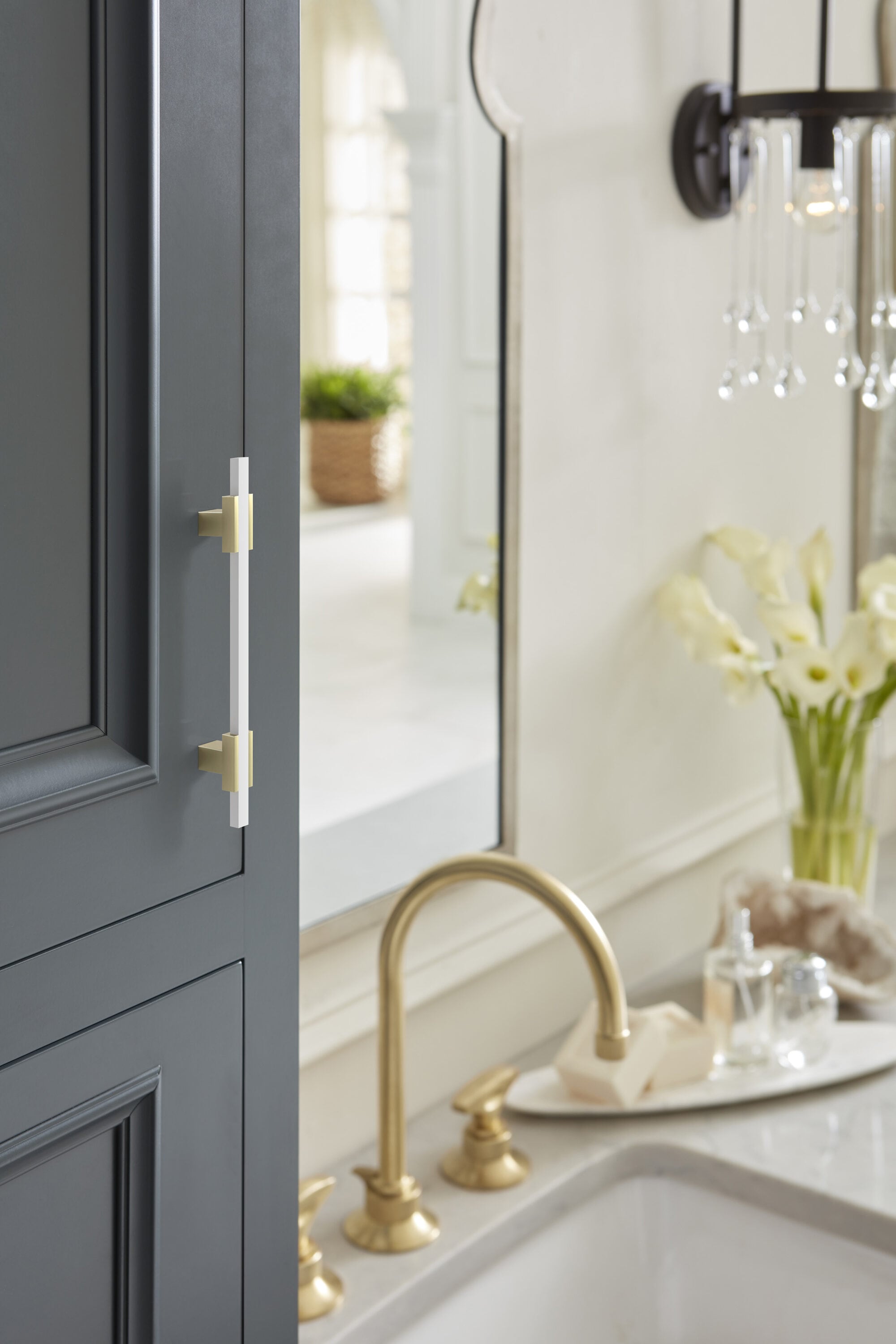 Golden Champagne and White Modern Industrial Bar Pull