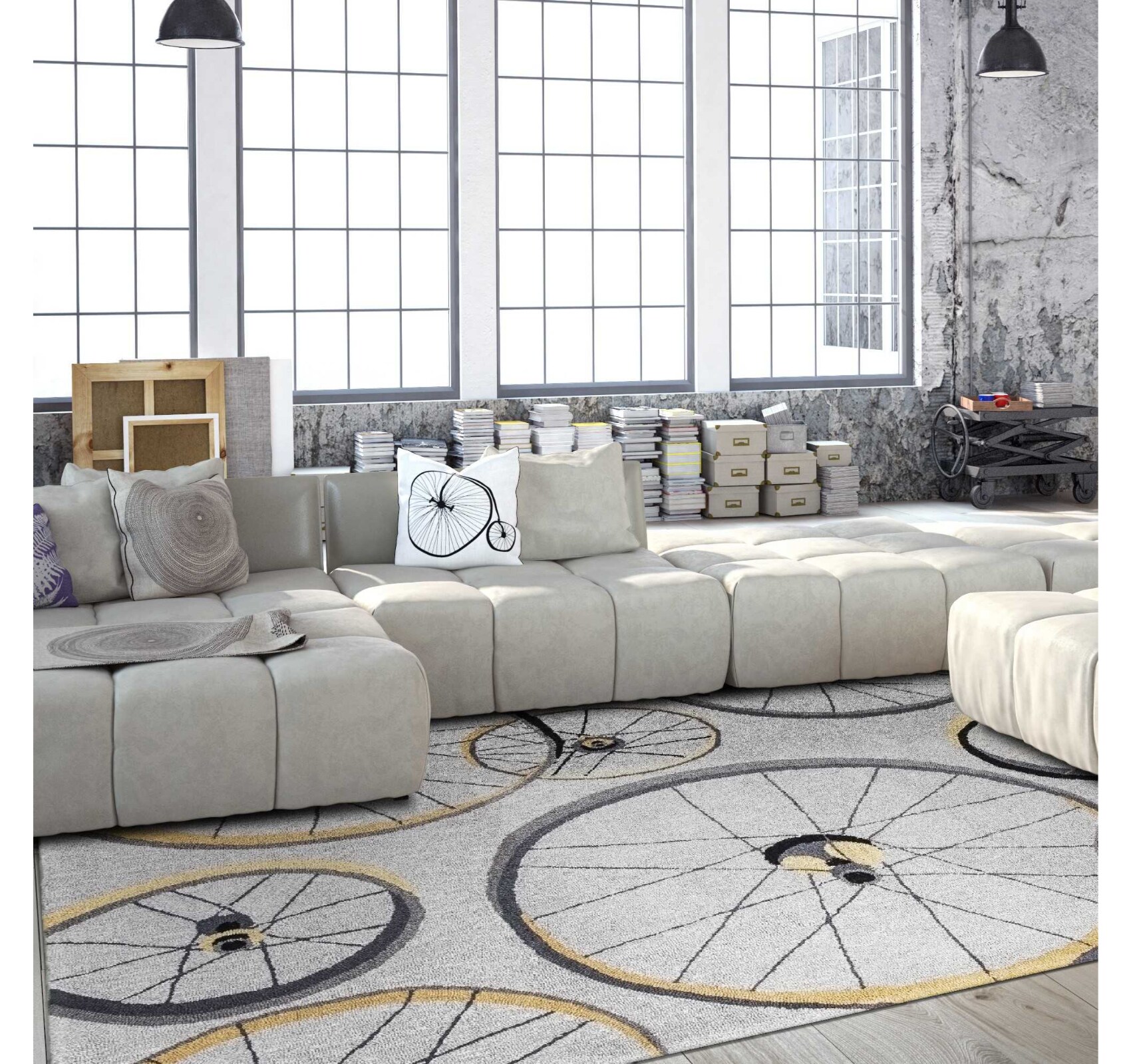 HomeRoots 353943 Bernadette 3 X 5 (ft) Gray and Black Indoor Abstract Area Rug