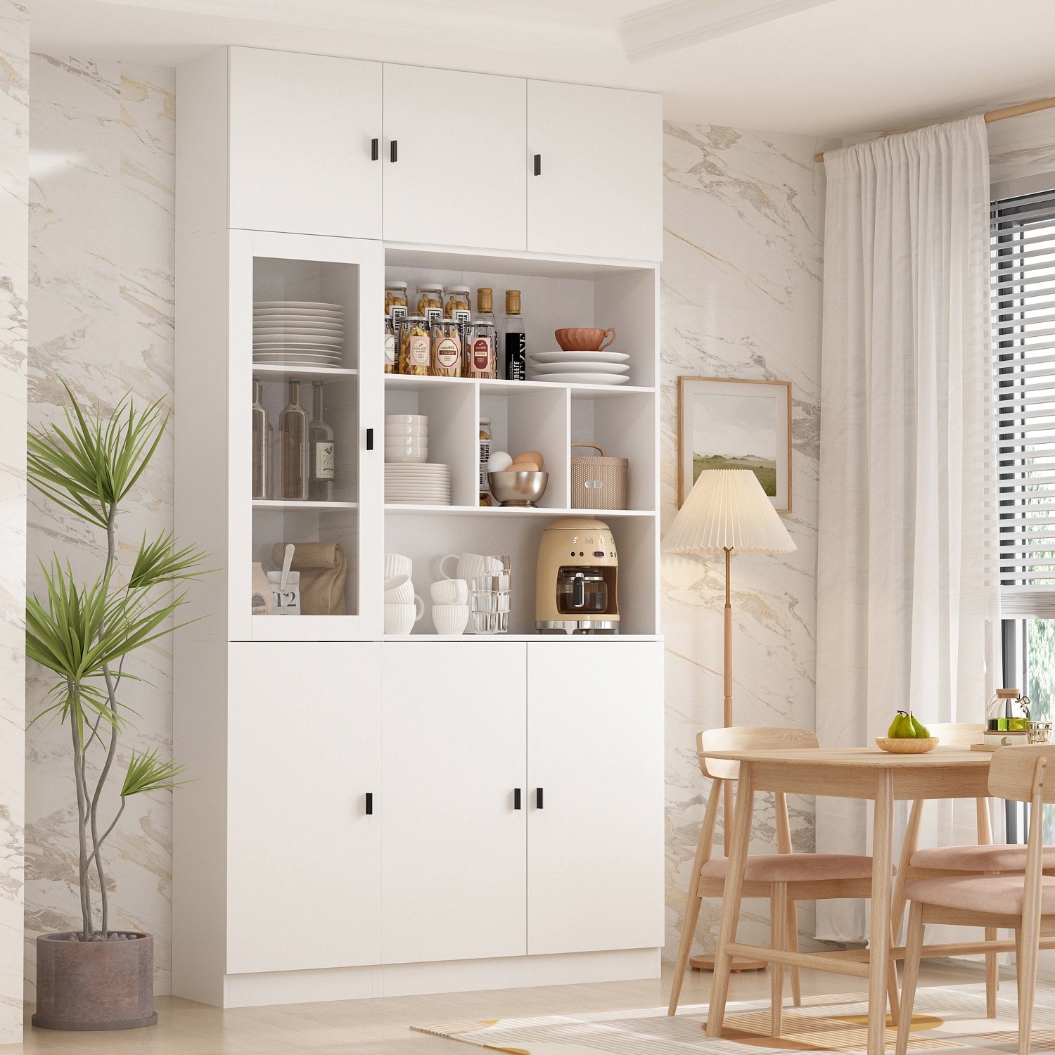 FUFU&GAGA JX0158+159+163 Contemporary/Modern White Pantry with Wine Storage