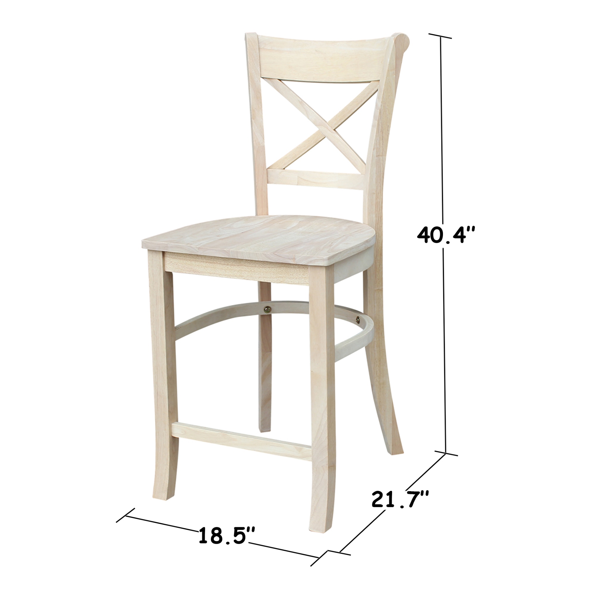 Charlotte 24" Traditional Parawood Counter Height Stool, Unfinished