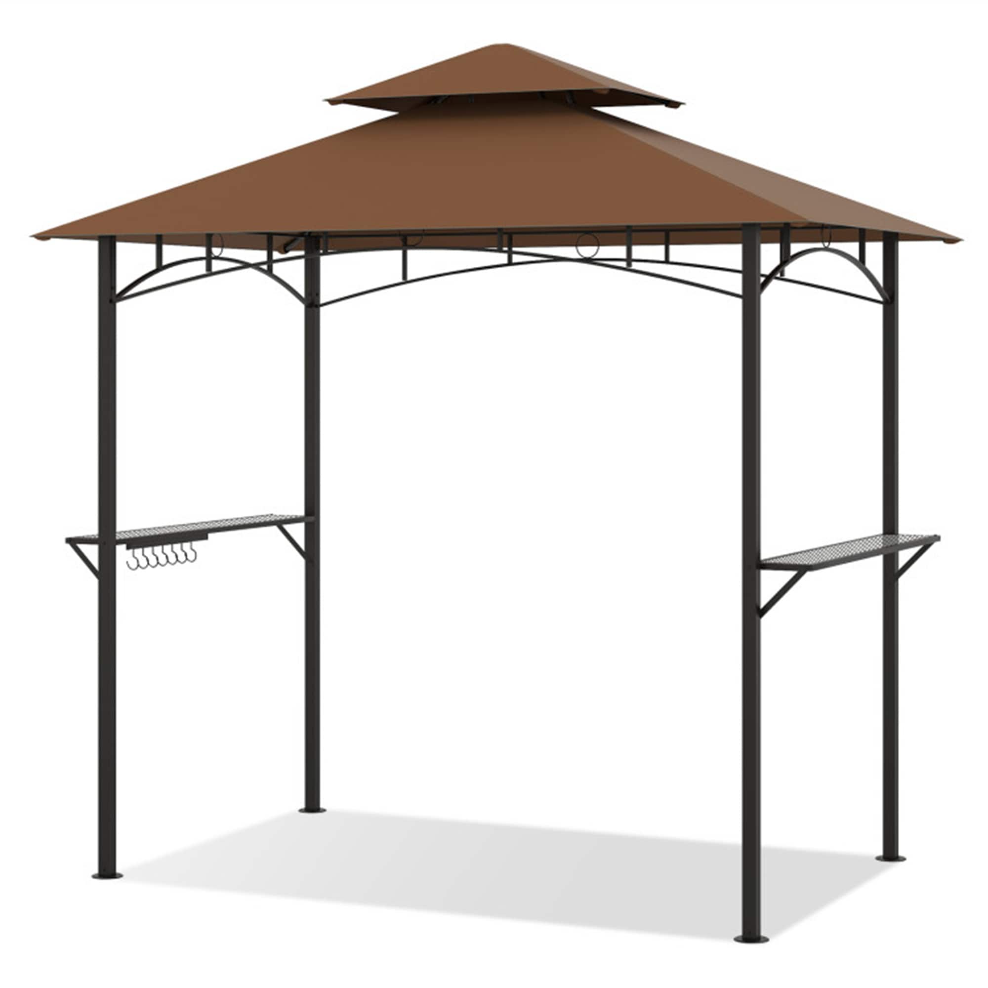 BABOOM BOM-0835BE-CO 8-ft x 5-ft Coffee Rectangle Semi-permanent Grill Gazebo with Soft top Roof