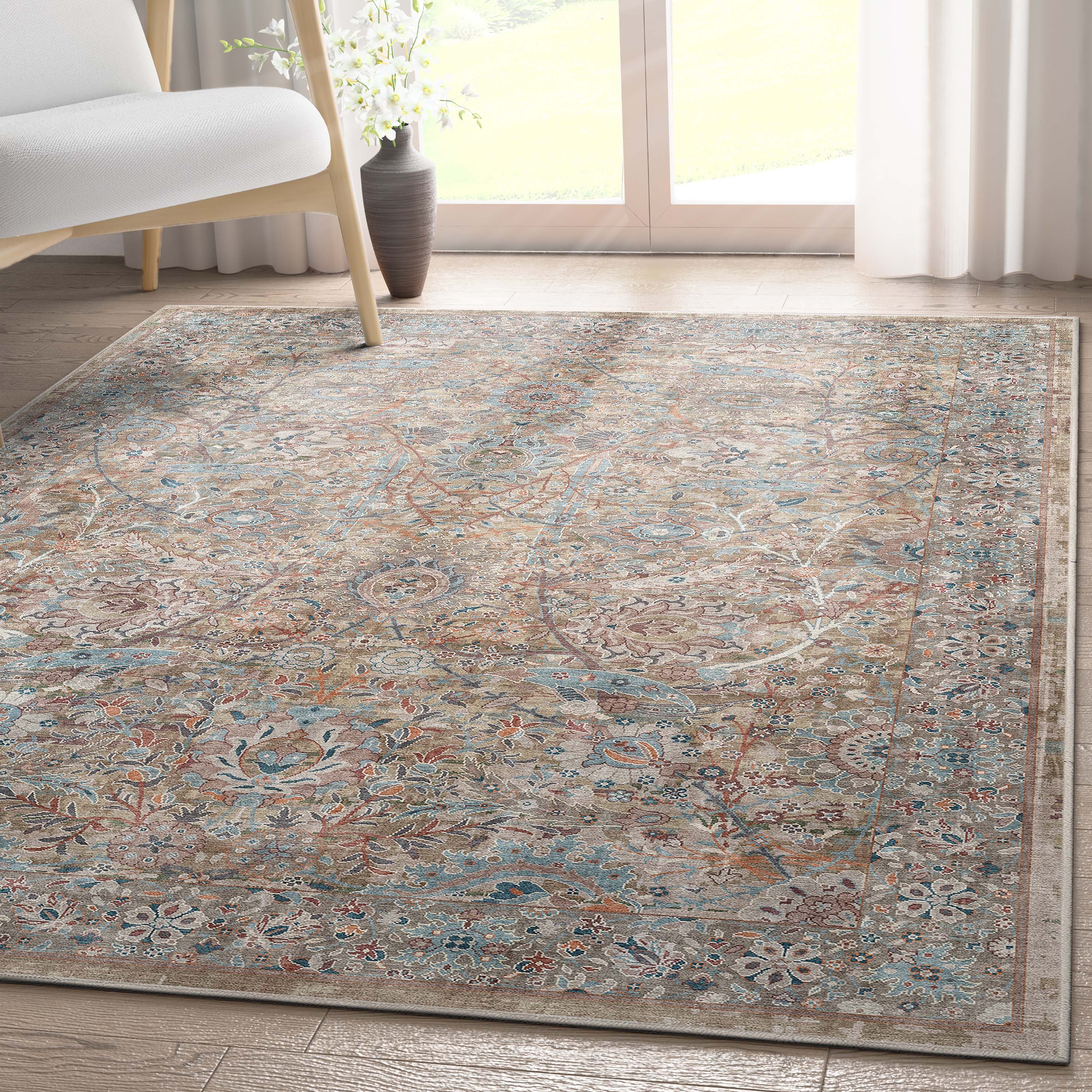 Well Woven W-AS-03A-4 3 x 5 (ft) Flatweave Polyester Blue Rectangular Indoor Medallion Vintage Area rug