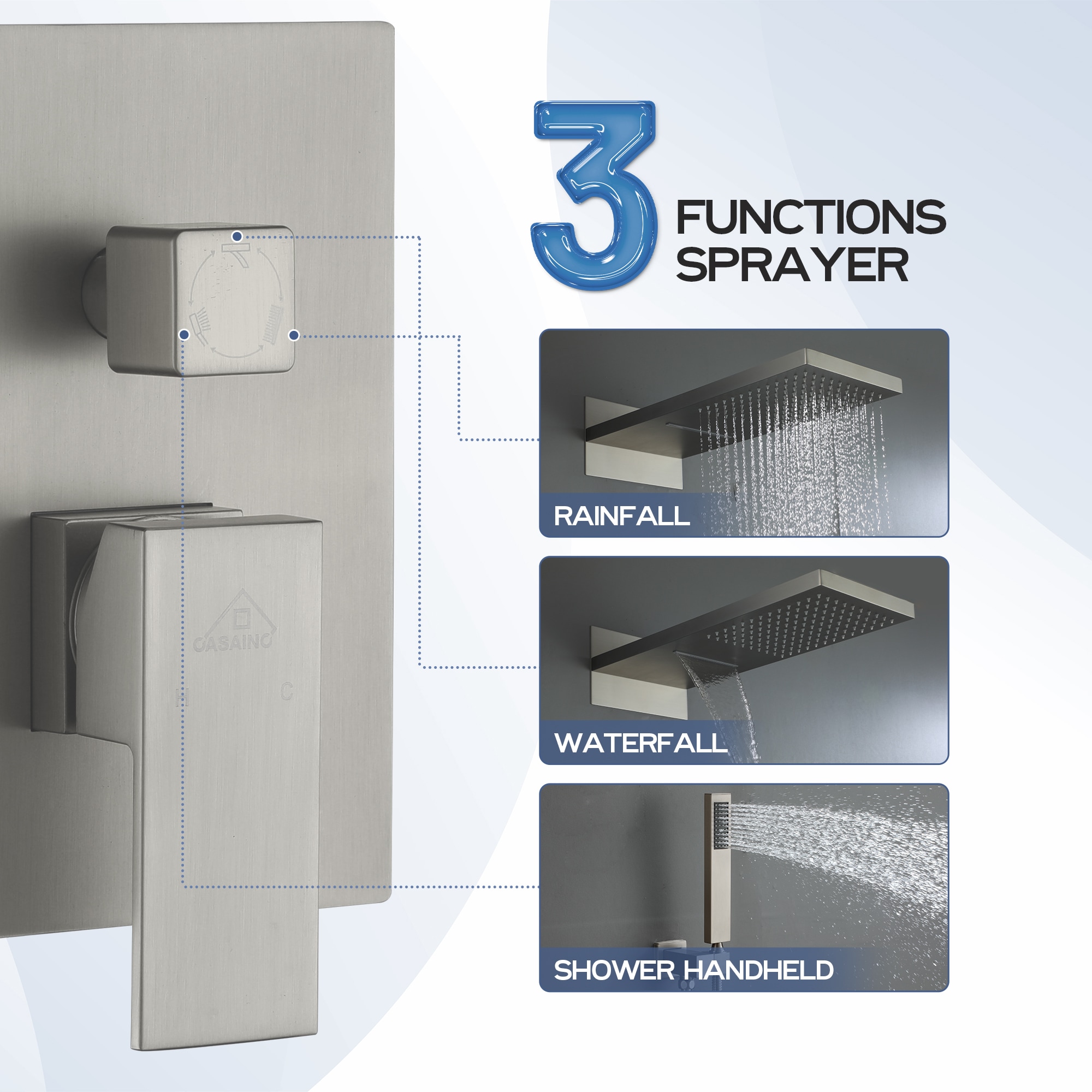 CASAINC M6630-A-22-BN Showerhead-Bar-Panels - View #5