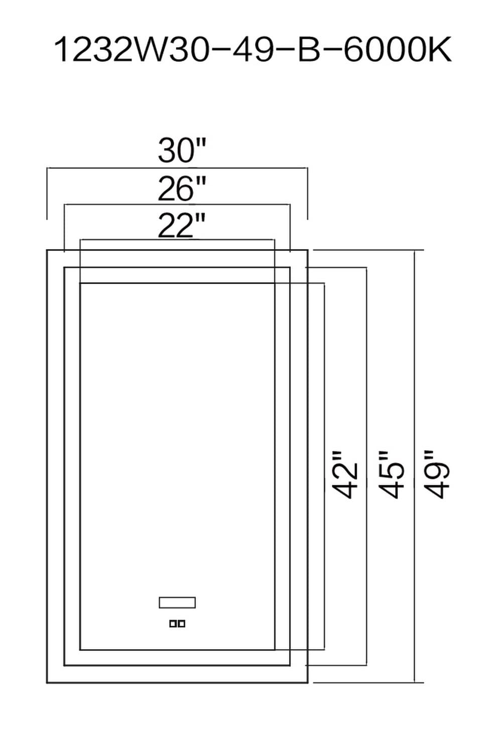 CWI Lighting 1232W30-49-B-6000K Decor-Mirrors - View #2