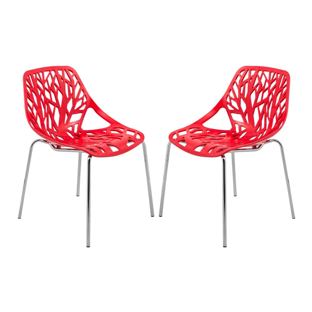 Leisuremod BG3143495 Modern Asbury Dining Chair w Chromed Legs Set of 2