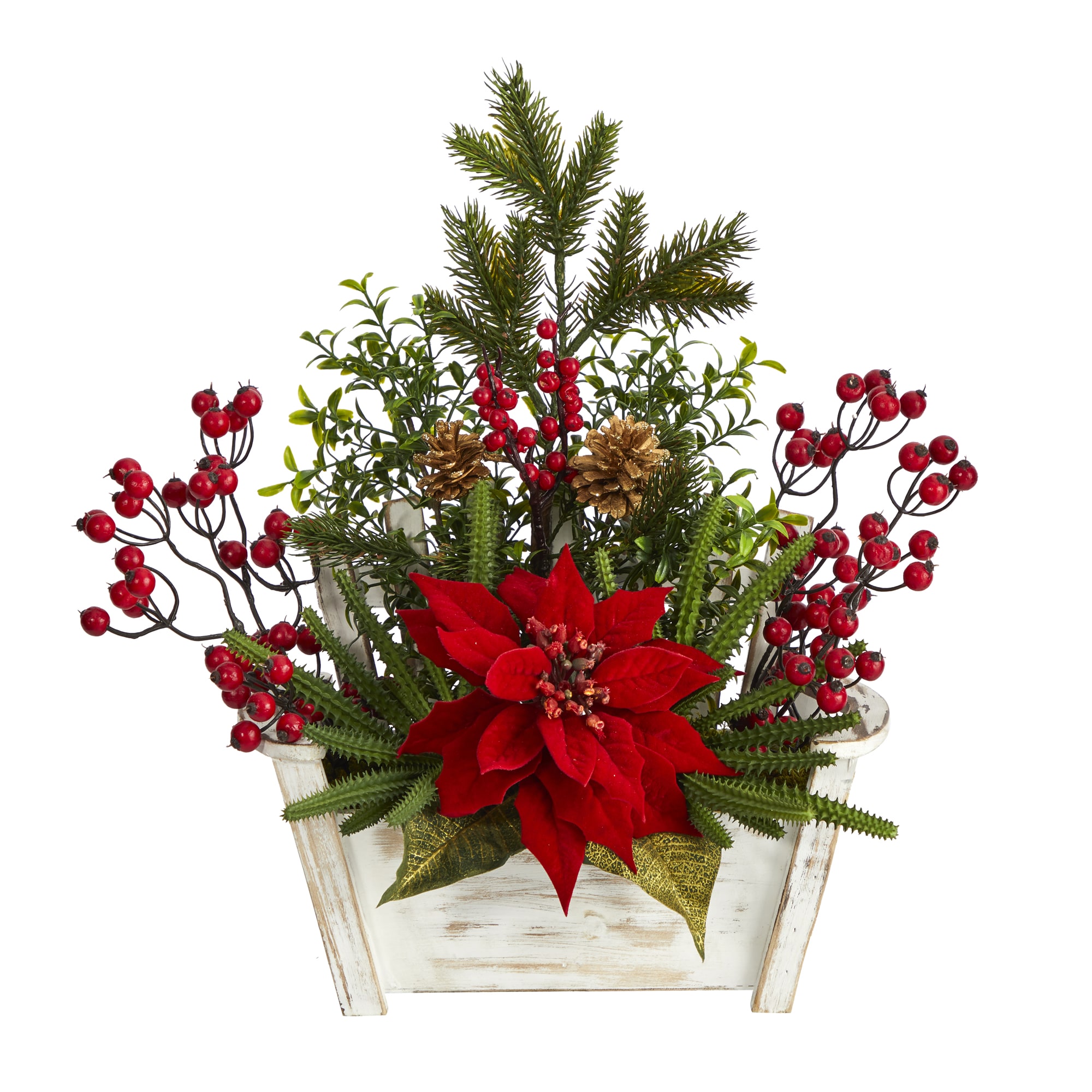 Nearly Natural A1410 18-Inches Tabletop Decoration Poinsettia Christmas Decor