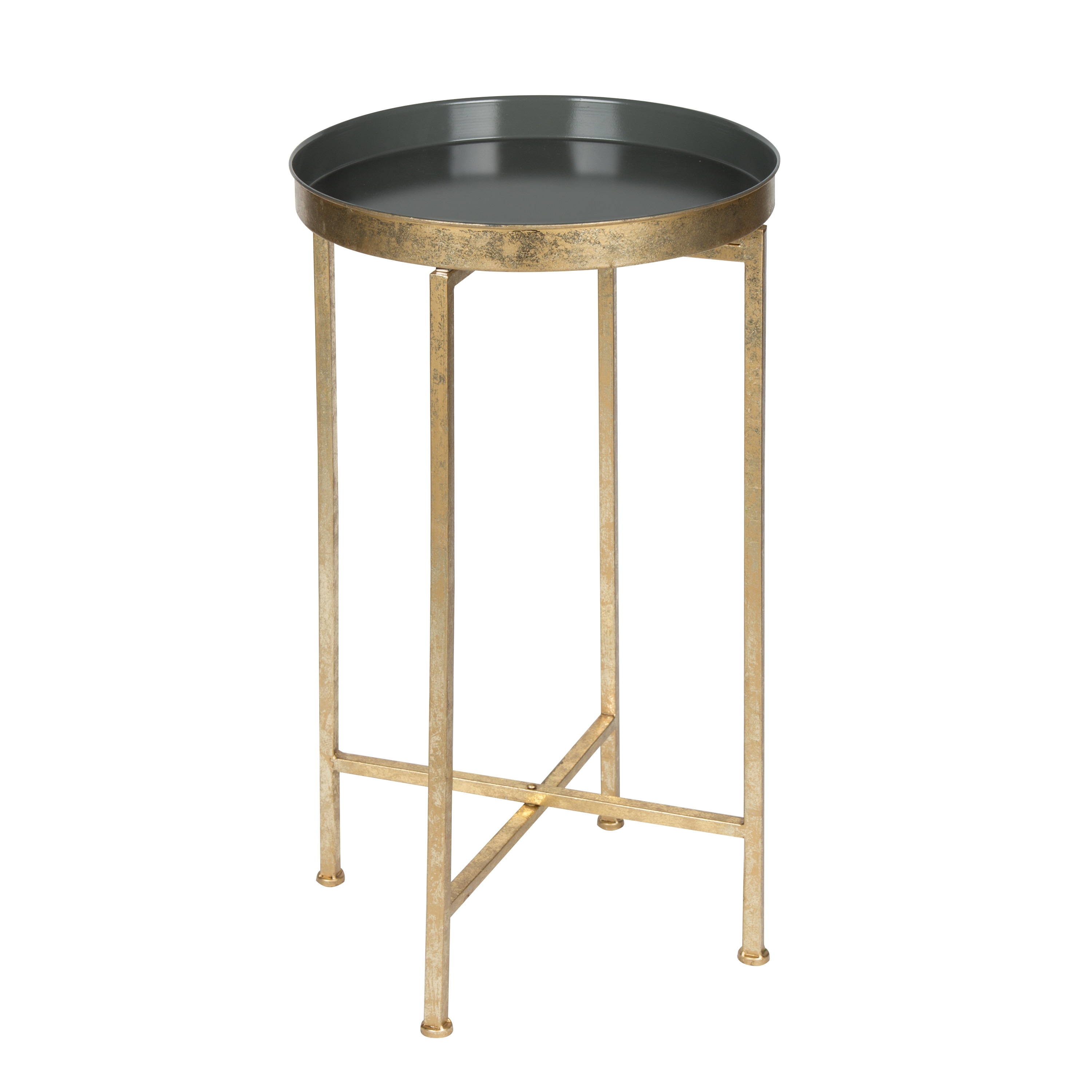 Kate and Laurel 211071 Celia 14.00-in W x 25.75-in H Gold Metal Round Modern End Table