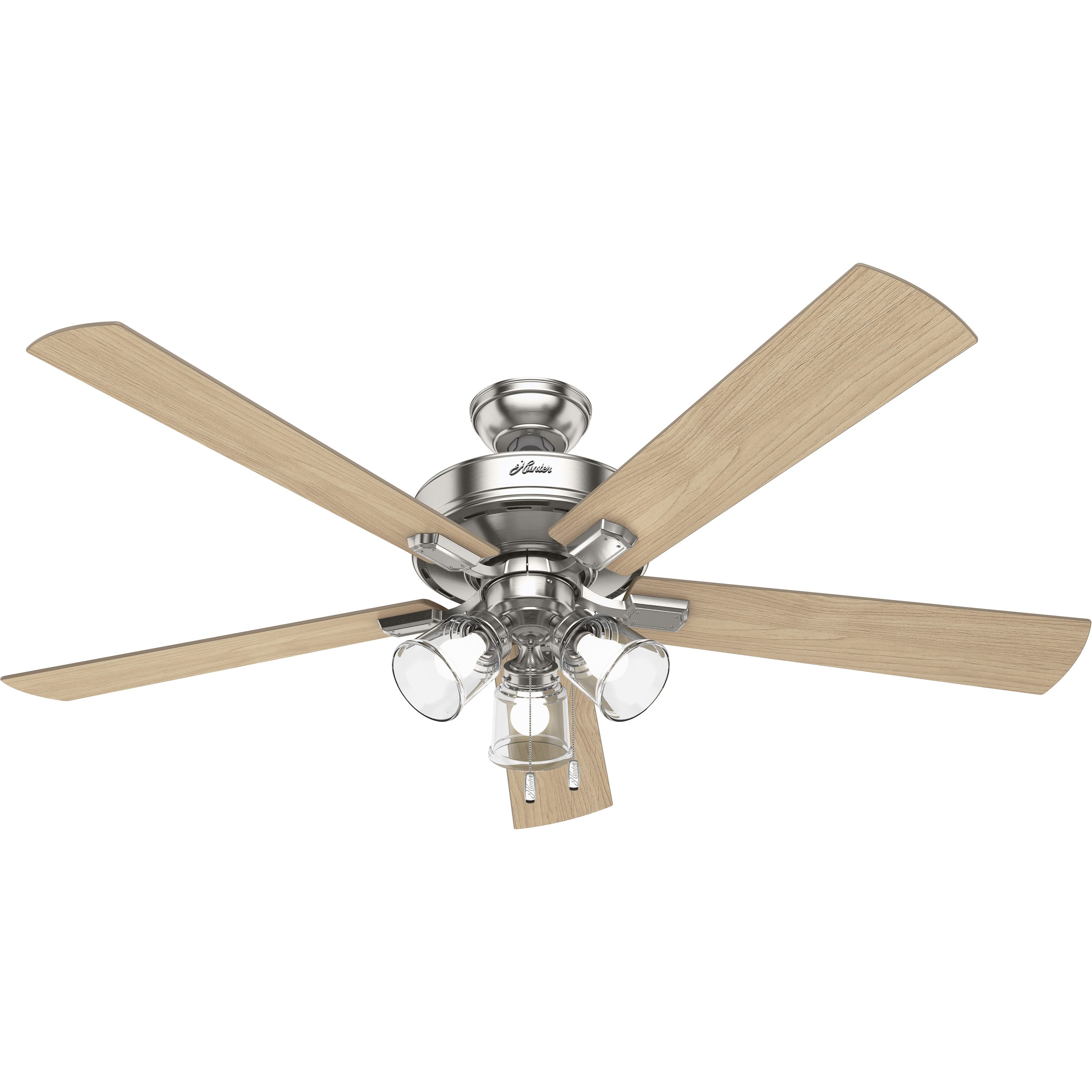Hunter LED Ceiling Fan with Clear Frosted Glass Light Kit 60 in 