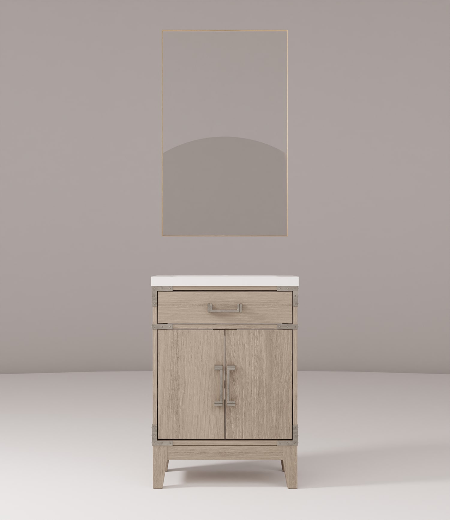 Lexora Wilton 24-in Grey Oak Single Sink Bathroom Vanity with White ...