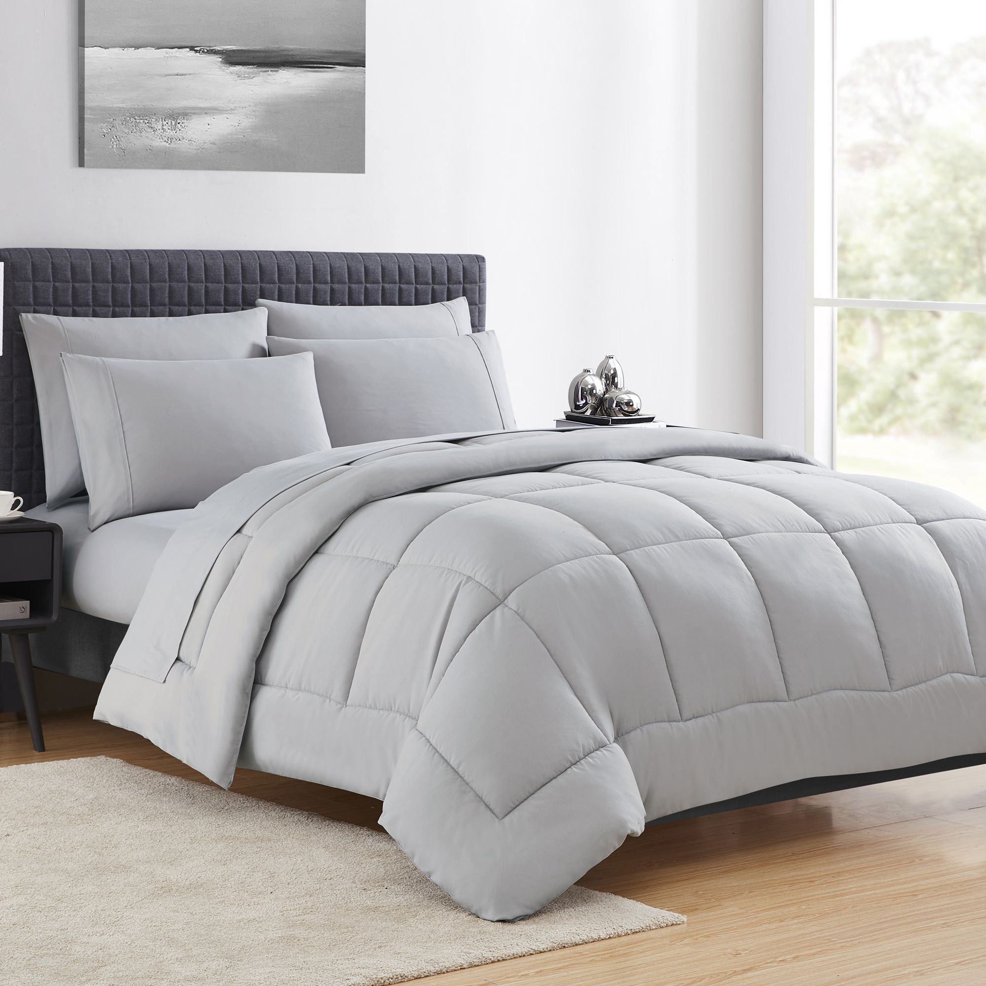 Sweet Home Collection All Season Bed in a Bag Comforter and Sheet Set Ultra Soft Bedding Twin XL Silver
