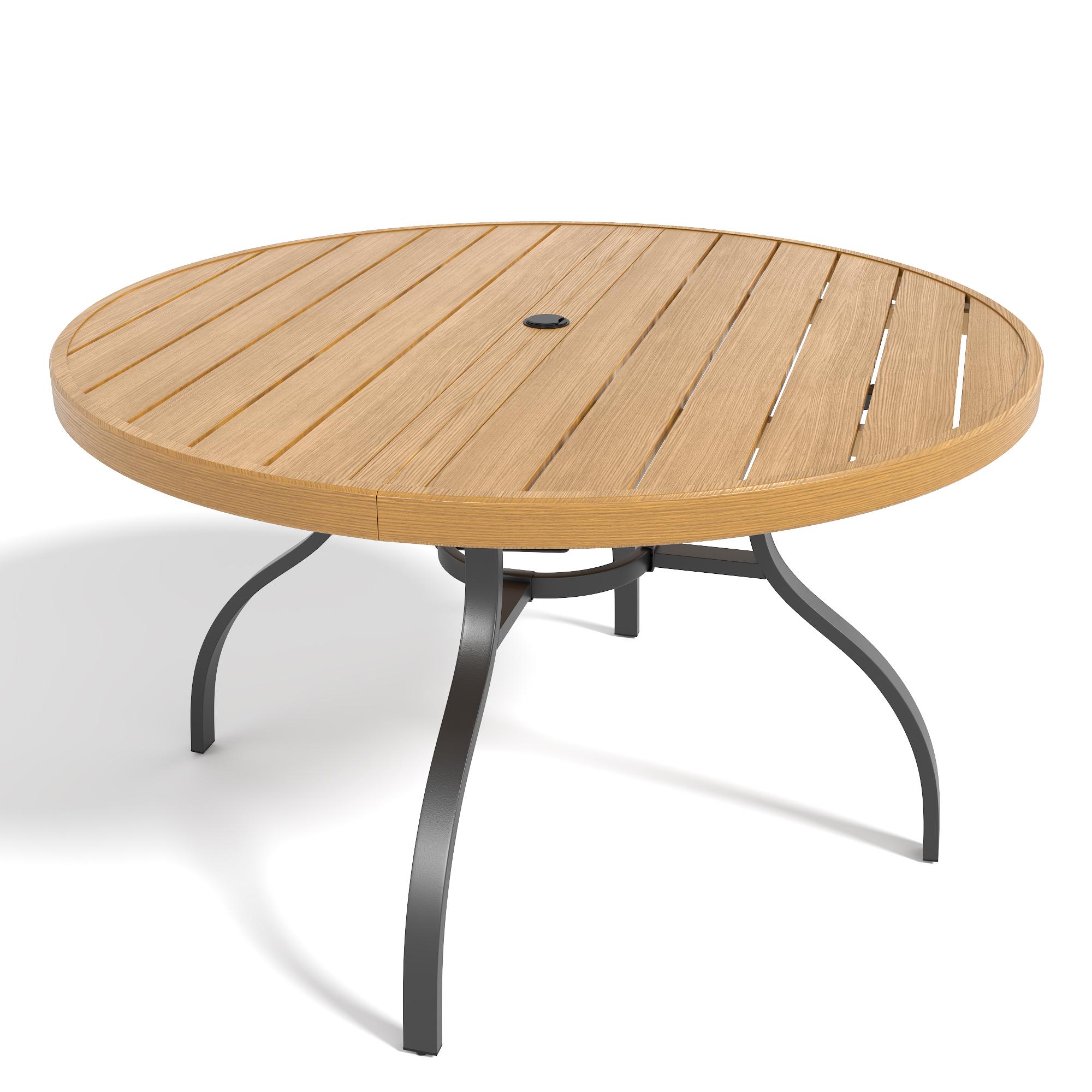 Bayfeve Patio Tables Round Outdoor Dining Table 47-in W x 47-in L with Umbrella Hole
