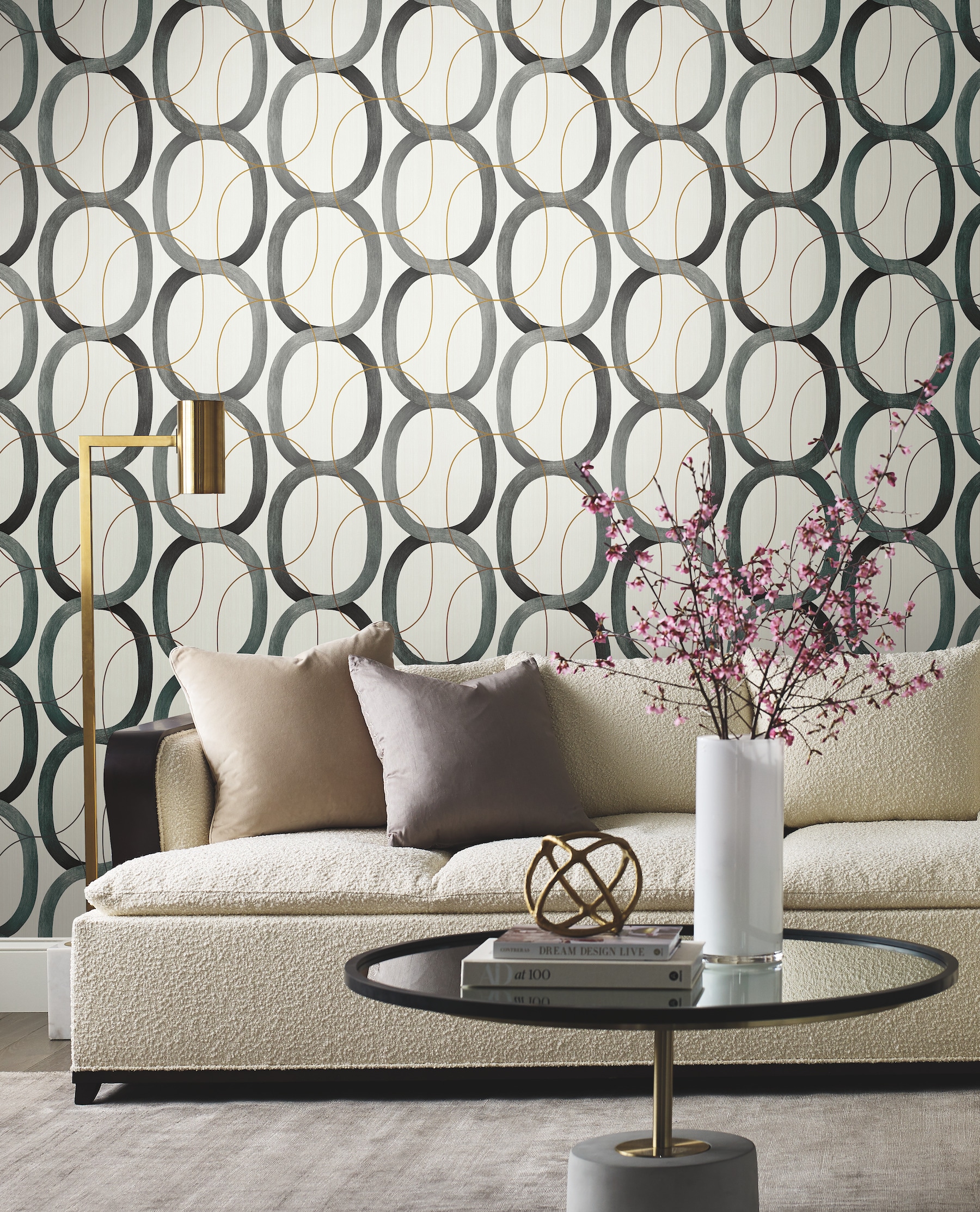 York Wallcoverings OS4213 Modern Nature 2nd Edition 56.4-Sq. Feet Black Paper Geometric Unpasted Wallpaper