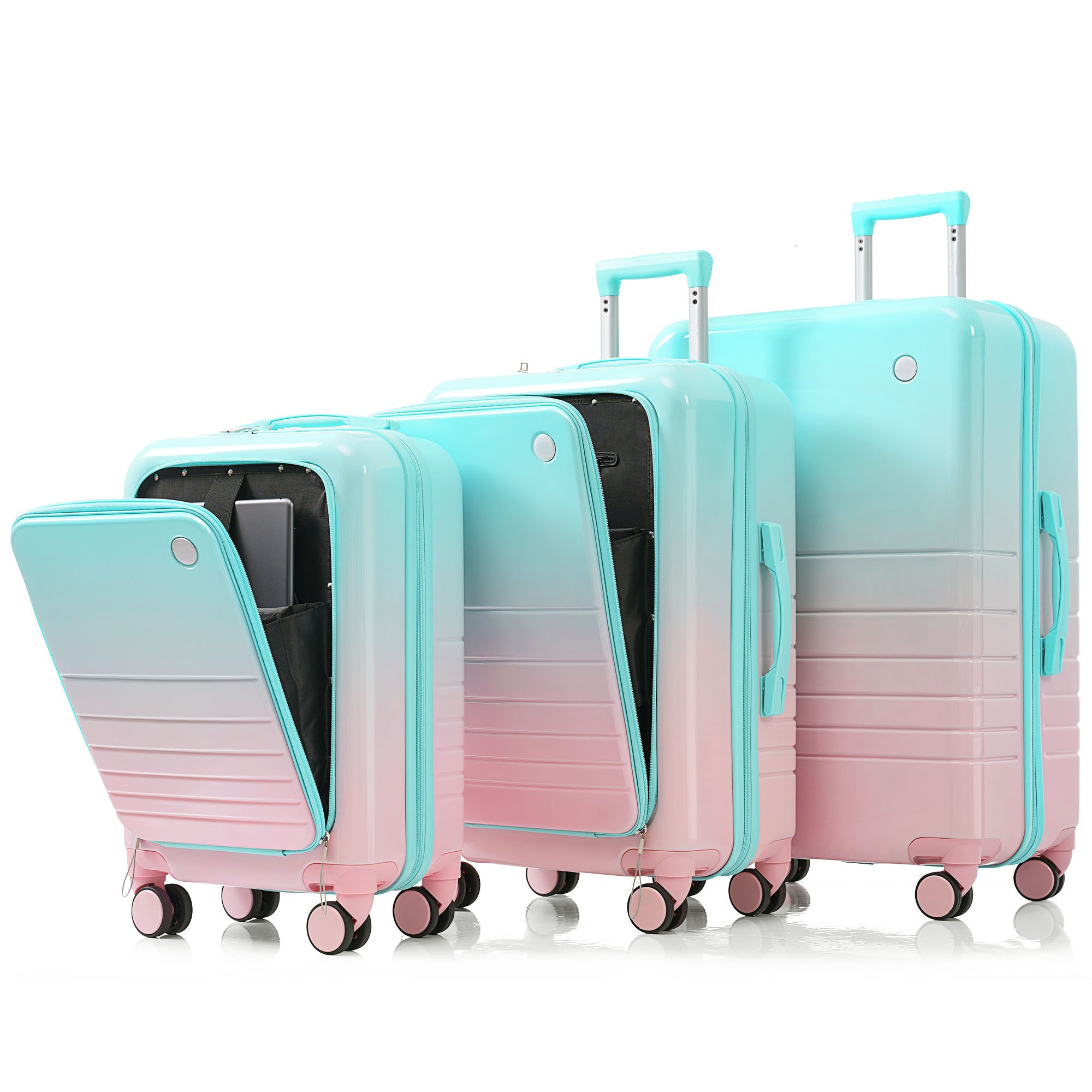 SINOFURN SYD9600003LB 29.5x18.8x12 Light Blue Plastic Hardshell Suitcase set 3 -Bag
