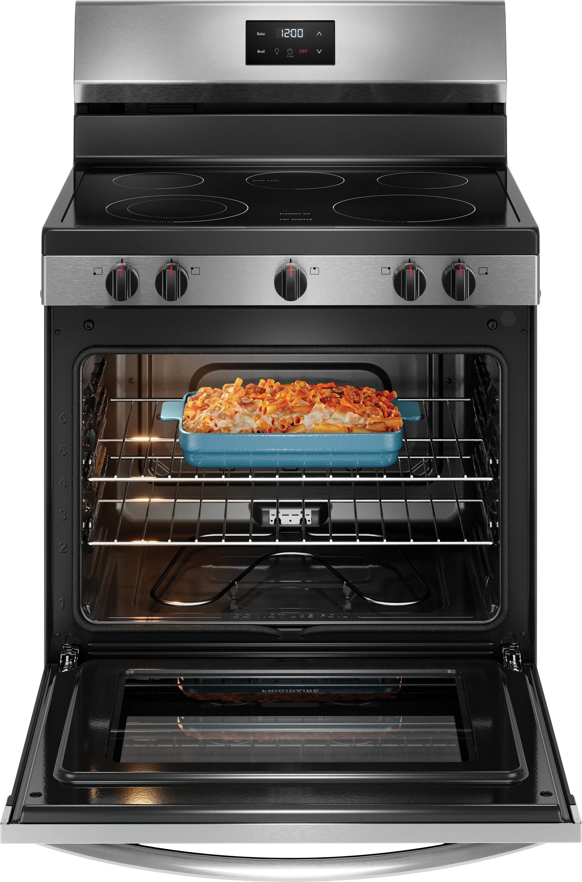 Frigidaire 30-in Glass Top 5 Burners 5.3-cu ft Freestanding Electric Range (Stainless Steel)