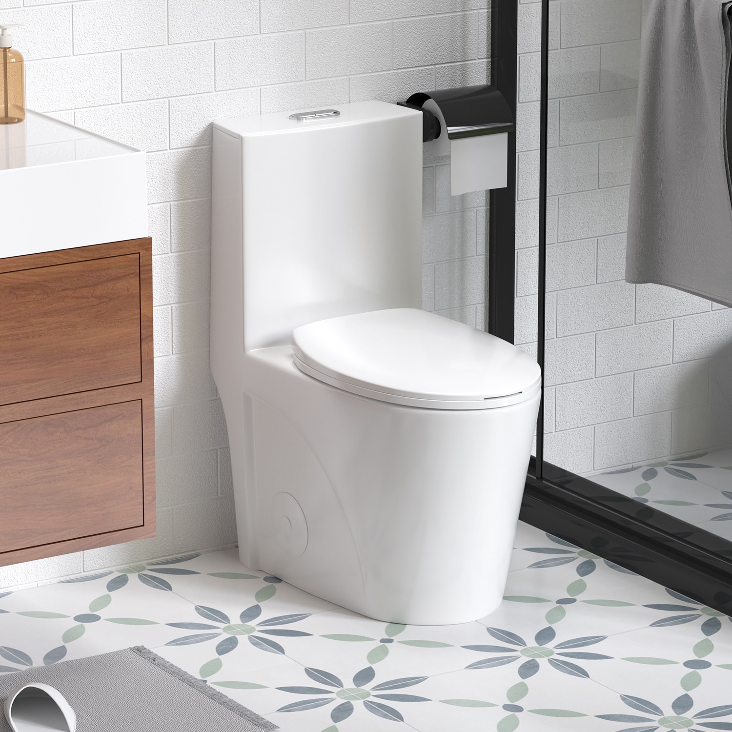 LOVMOR - Tornado Flush One Piece Toilet Siphonic 12 Elongated Soft Close Seat Dual Flush ADA 17 G...
