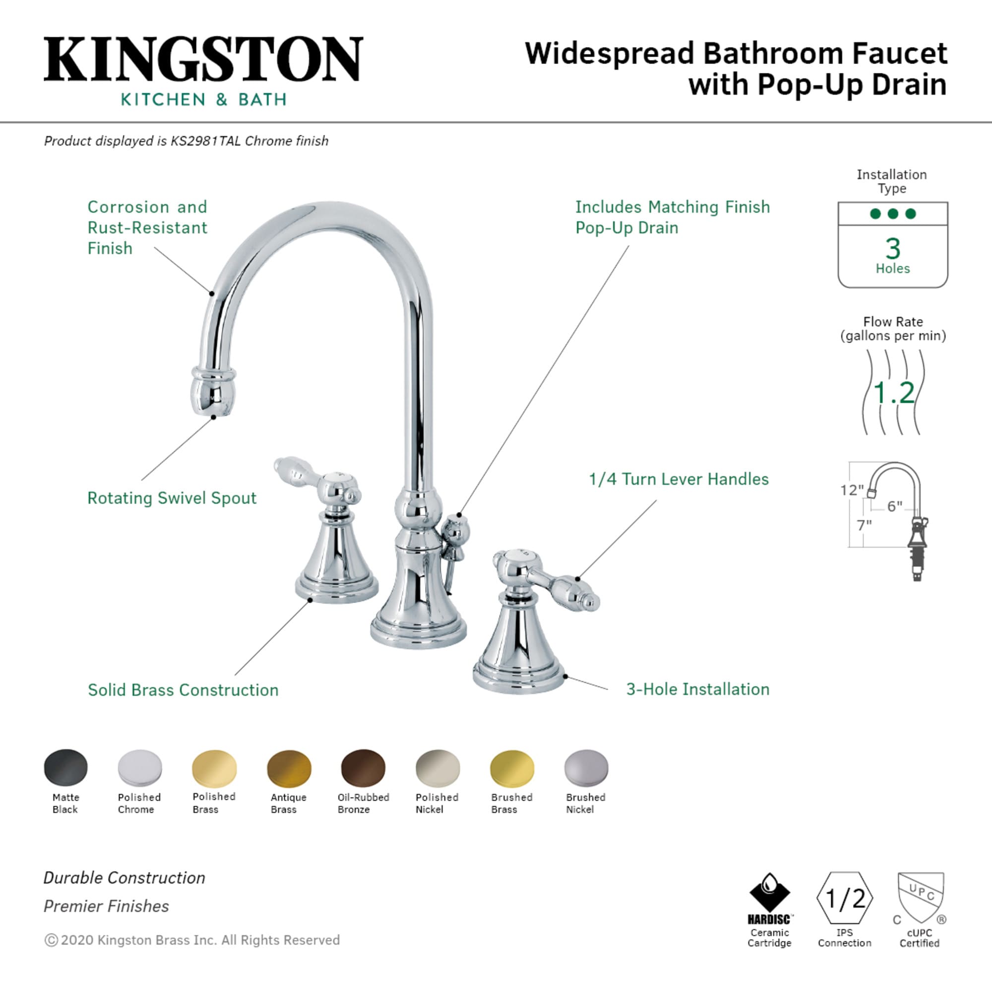 Kingston Brass WLKS2986TAL Lavatory-Faucets - View #3