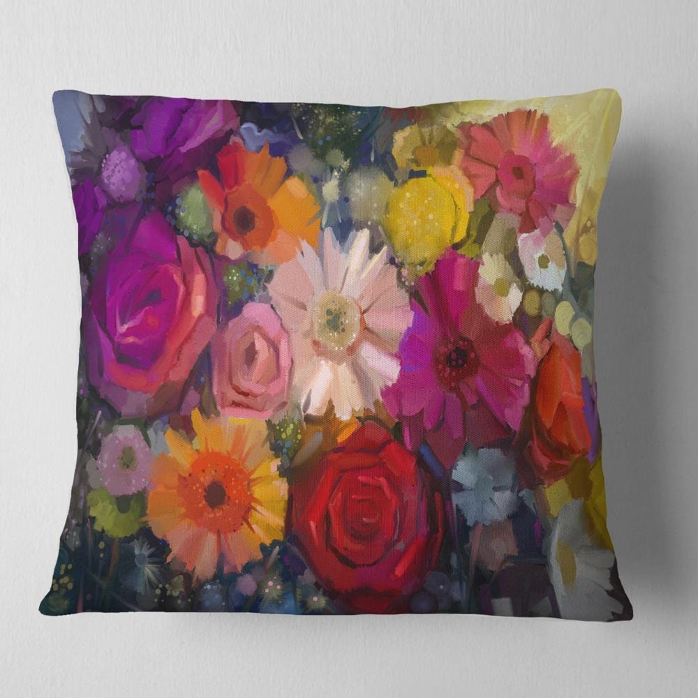 Designart Large Orange Gerbera on White - Floral Throw Pillow - 18x18