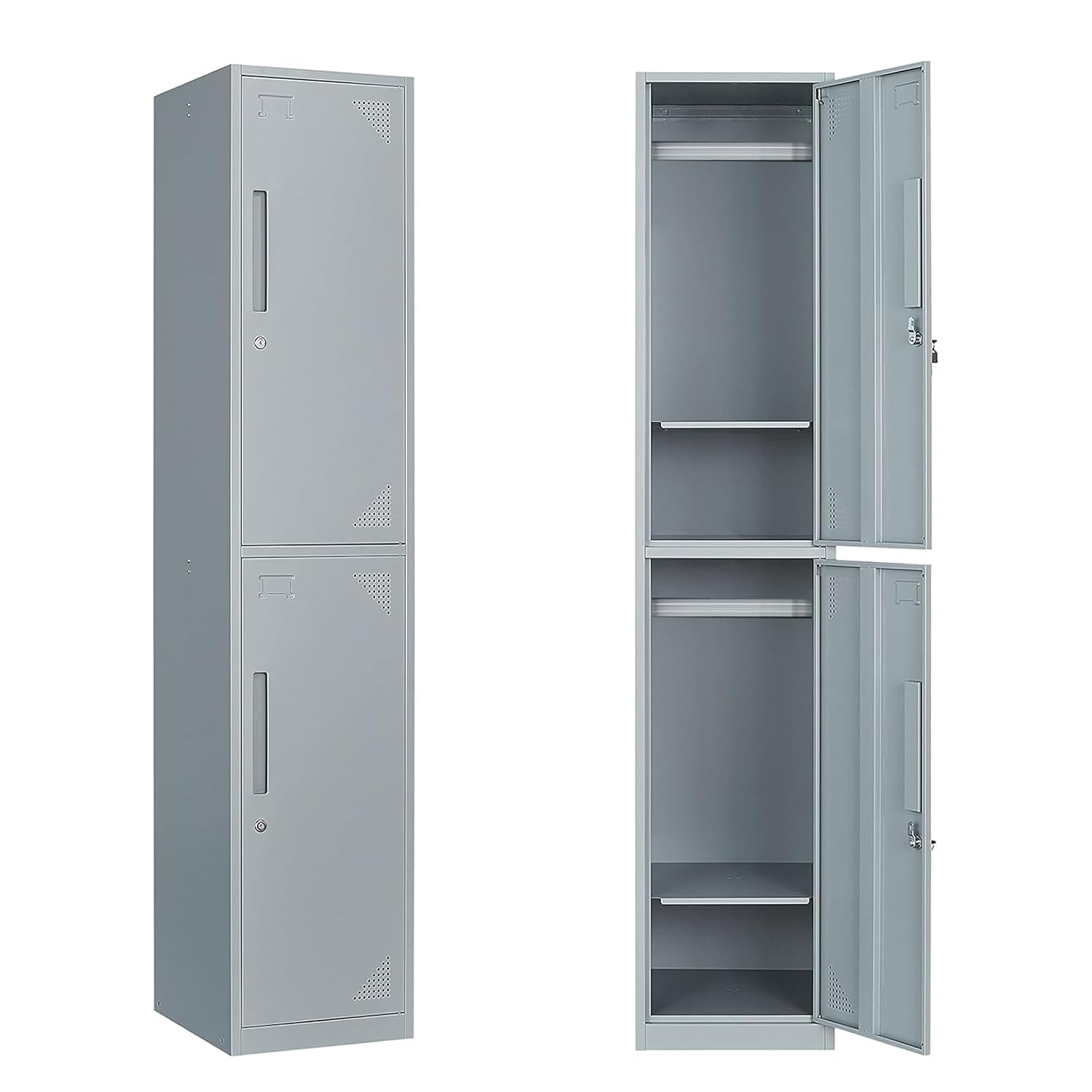 Yizosh 71 in Tall 2-Door Steel Storage Locker with Keys and Name Tag Holders for Gym School Office and Home Use