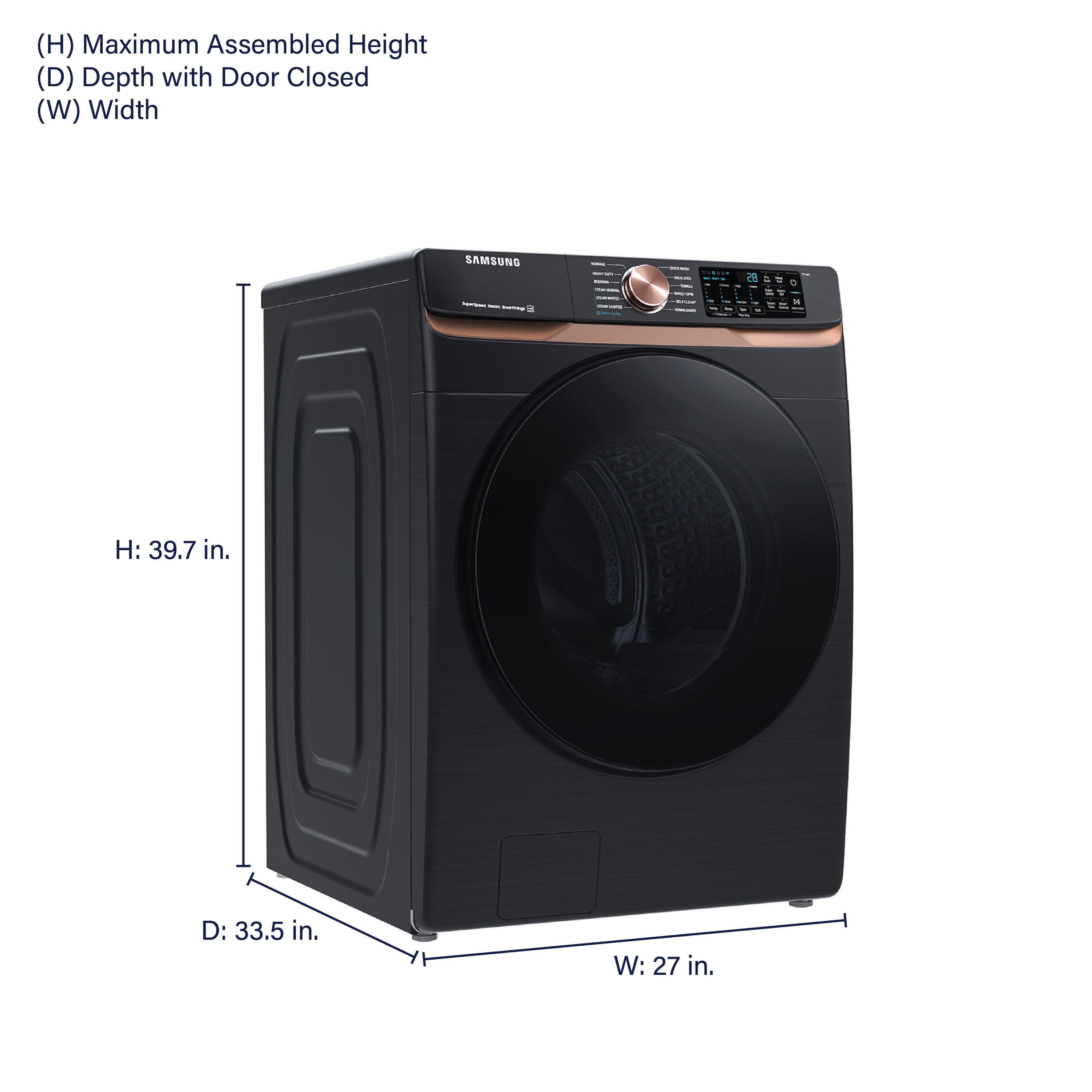 Samsung 5-cu ft High Efficiency Stackable Steam Cycle Smart Front-Load Washer (Brushed Black) ENERGY STAR