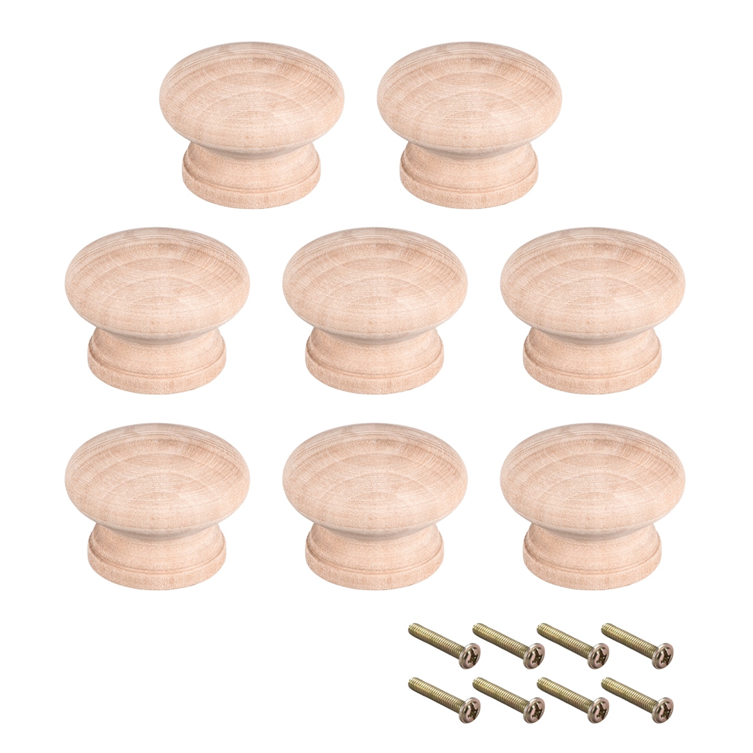 Unique Bargains - Round Wood Knobs8Pcs 44mm Dia Cabinet Furniture Kitchen Pulls handles For Dress...